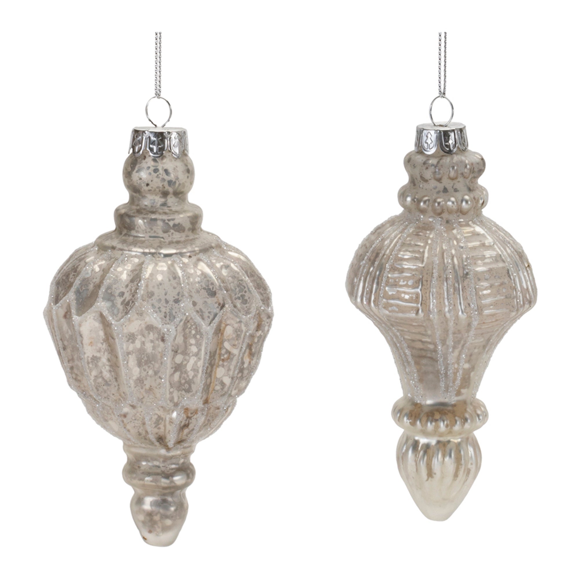 Ornament (2 Asst) 5.75"H, 6"H Glass