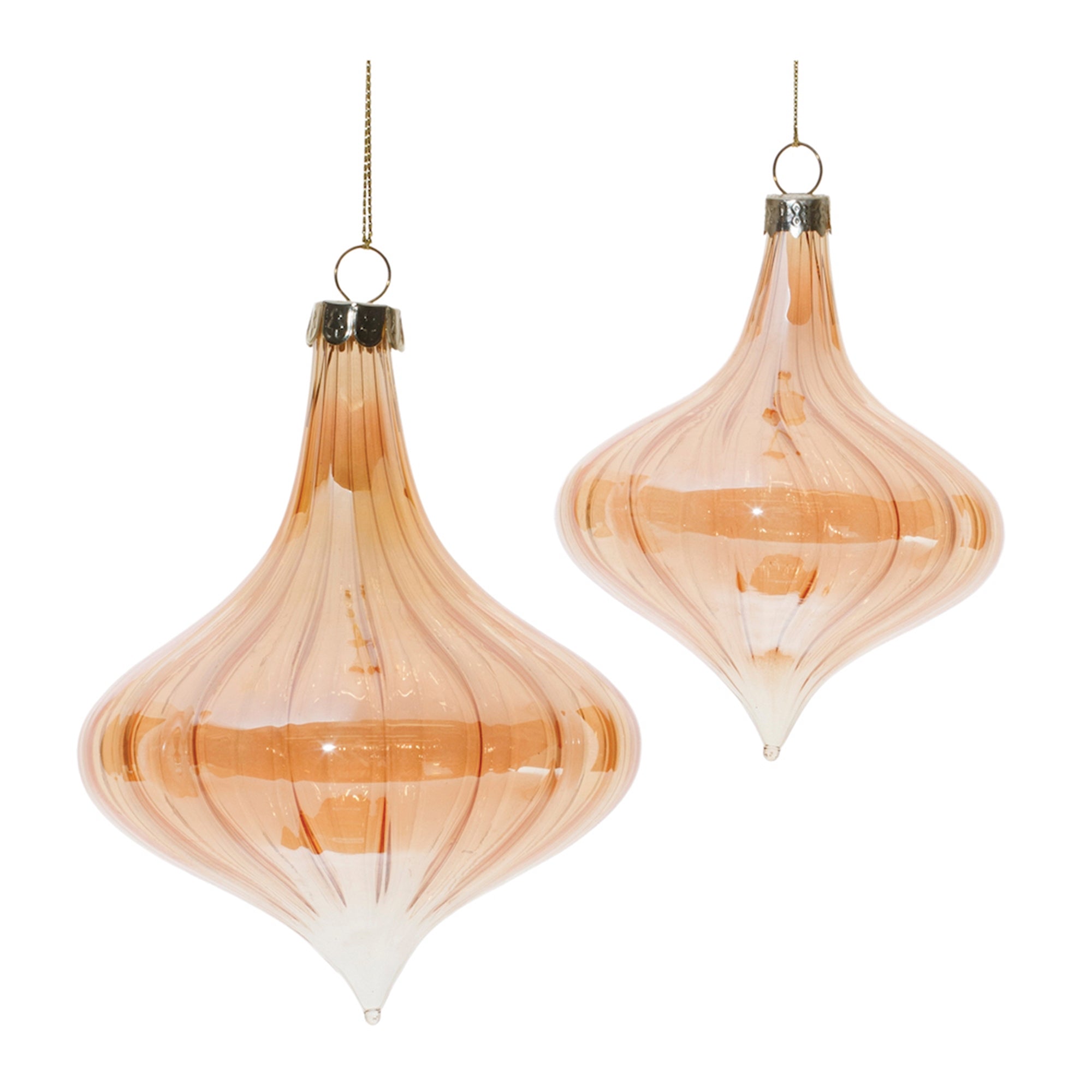 Onion Ornament (Set of 2) 4.5"H, 5.5"H Glass