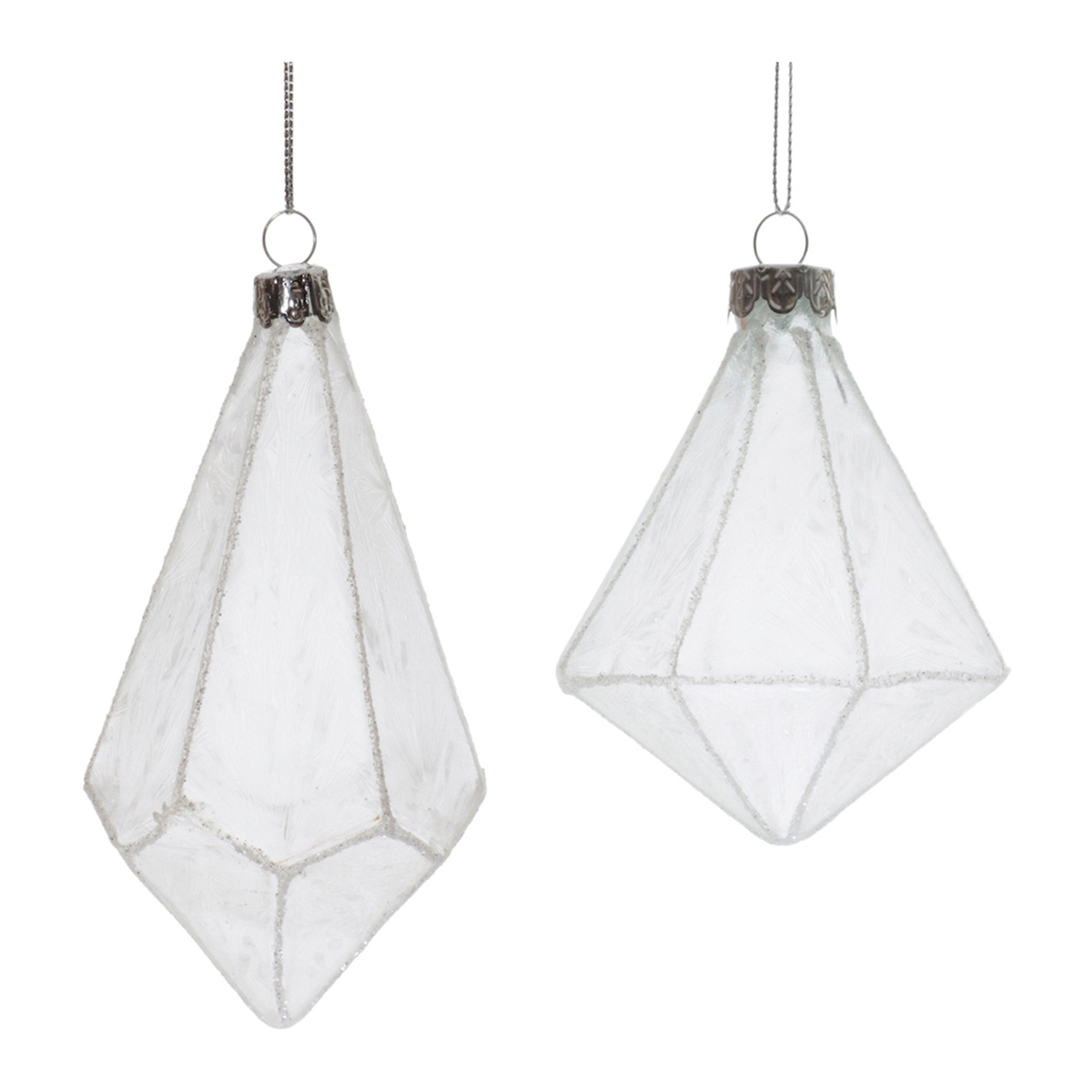 Ornament (Set of 2) 4.25"H, 5.75"H Glass