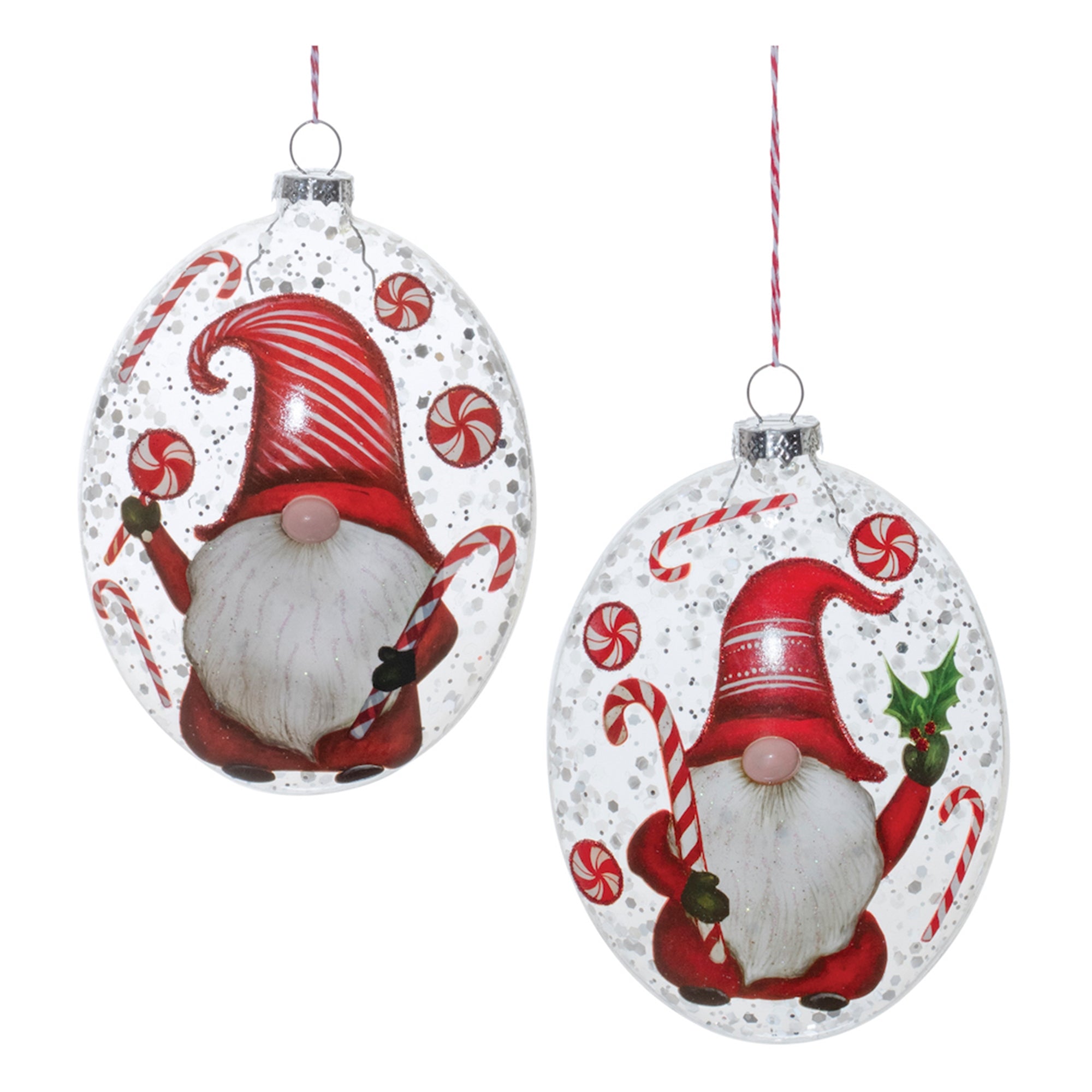 Gnome Disc Ornament (2 Asst) 6”H Glass