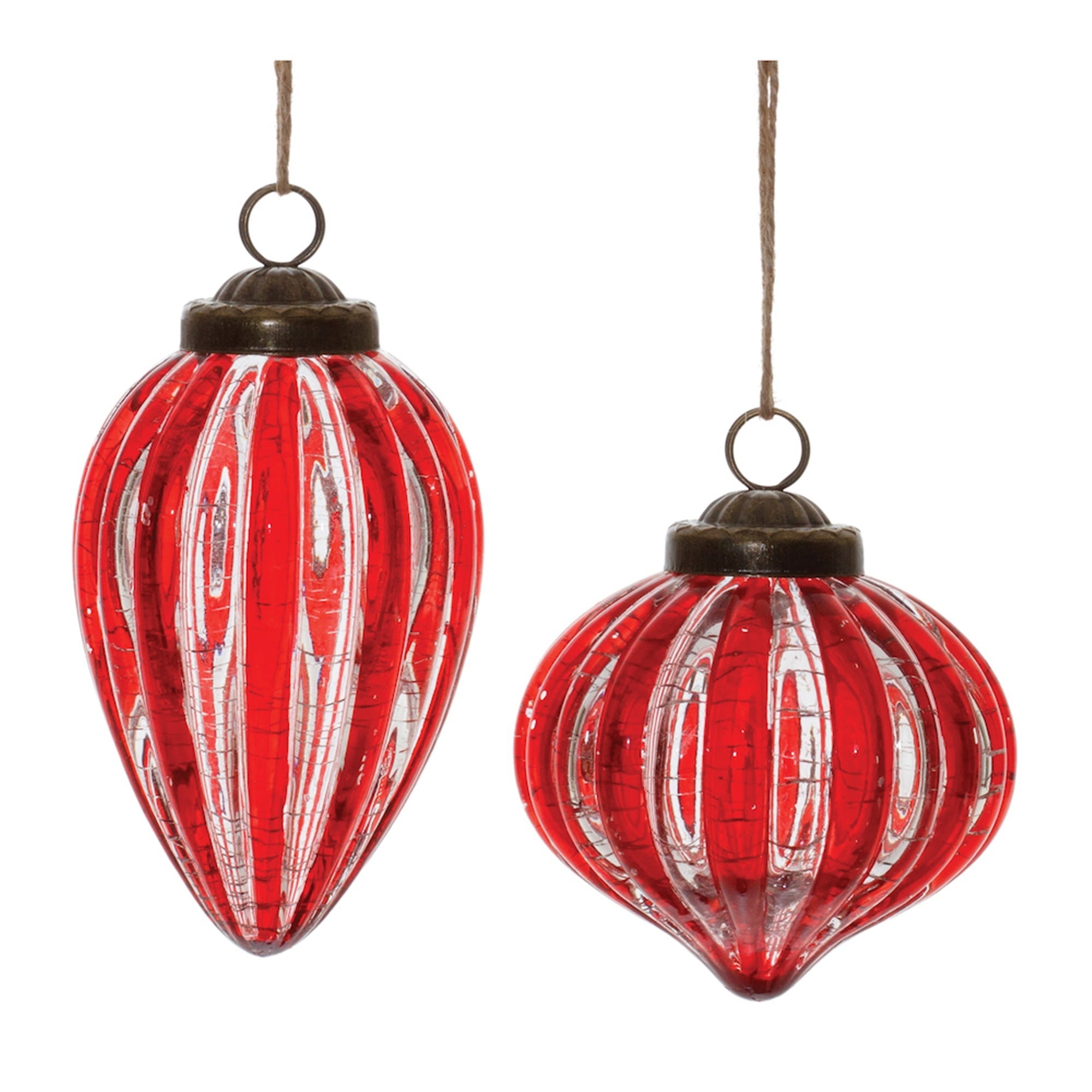 Ornament (2 Asst) 3.75"H, 5"H Glass