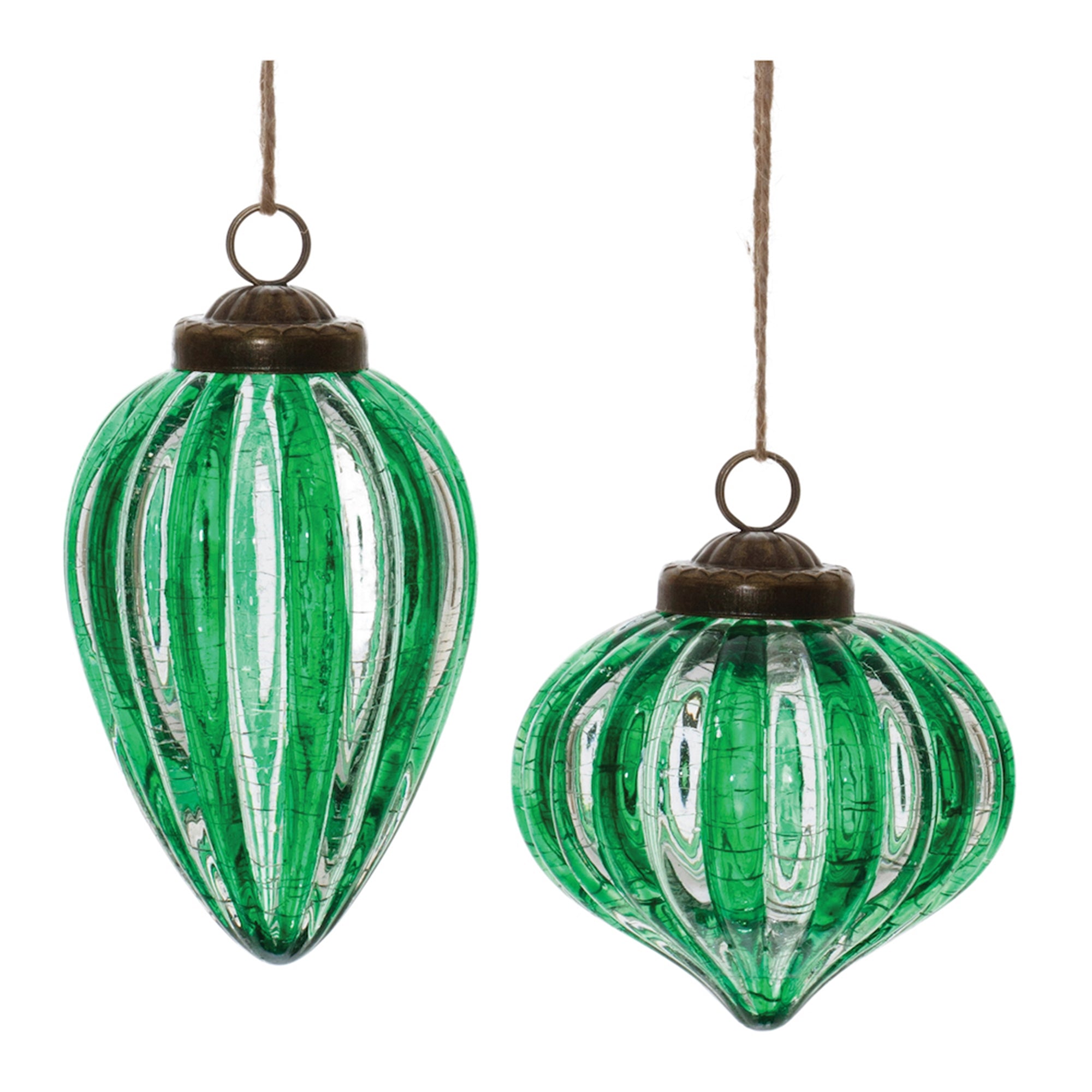 Ornament (2 Asst) 3.75"H, 5"H Glass