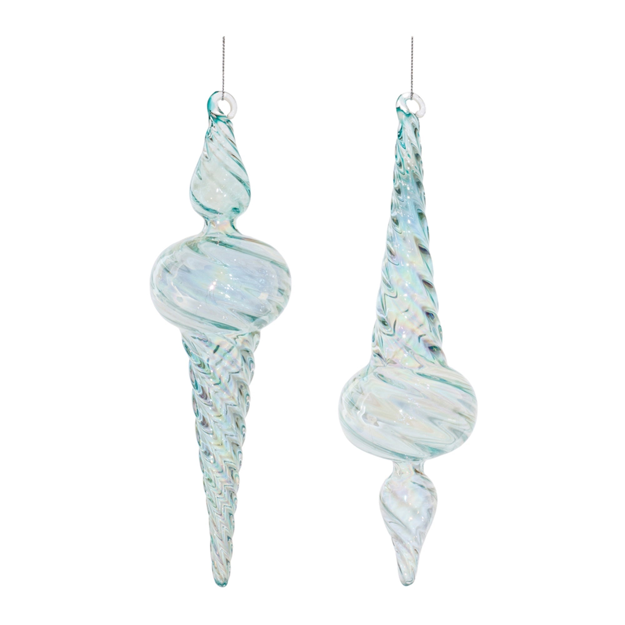 Drop Ornament (2 Asst) 9.5”H Glass