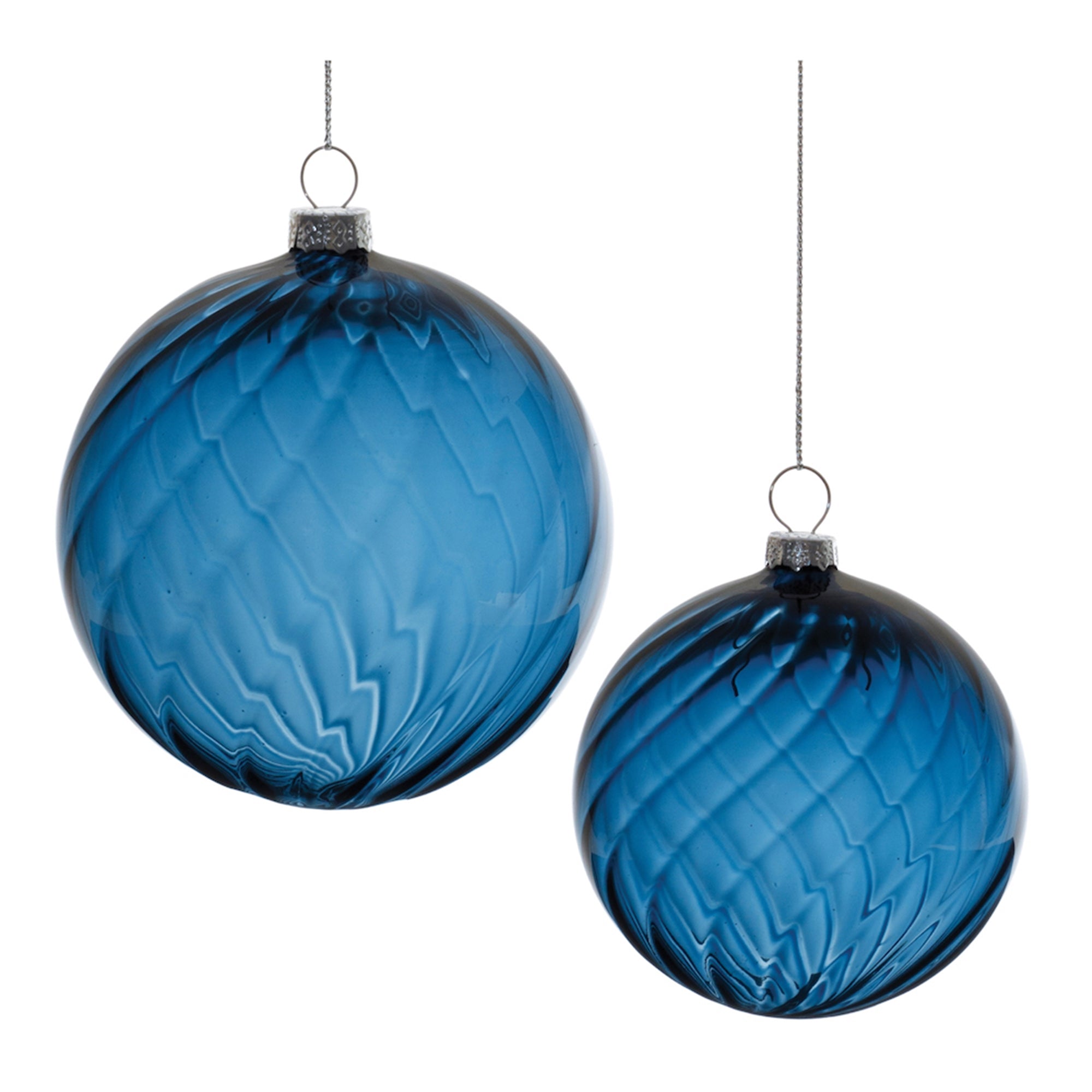 Ball Ornament (Set of 2) 3"D, 4"D Glass