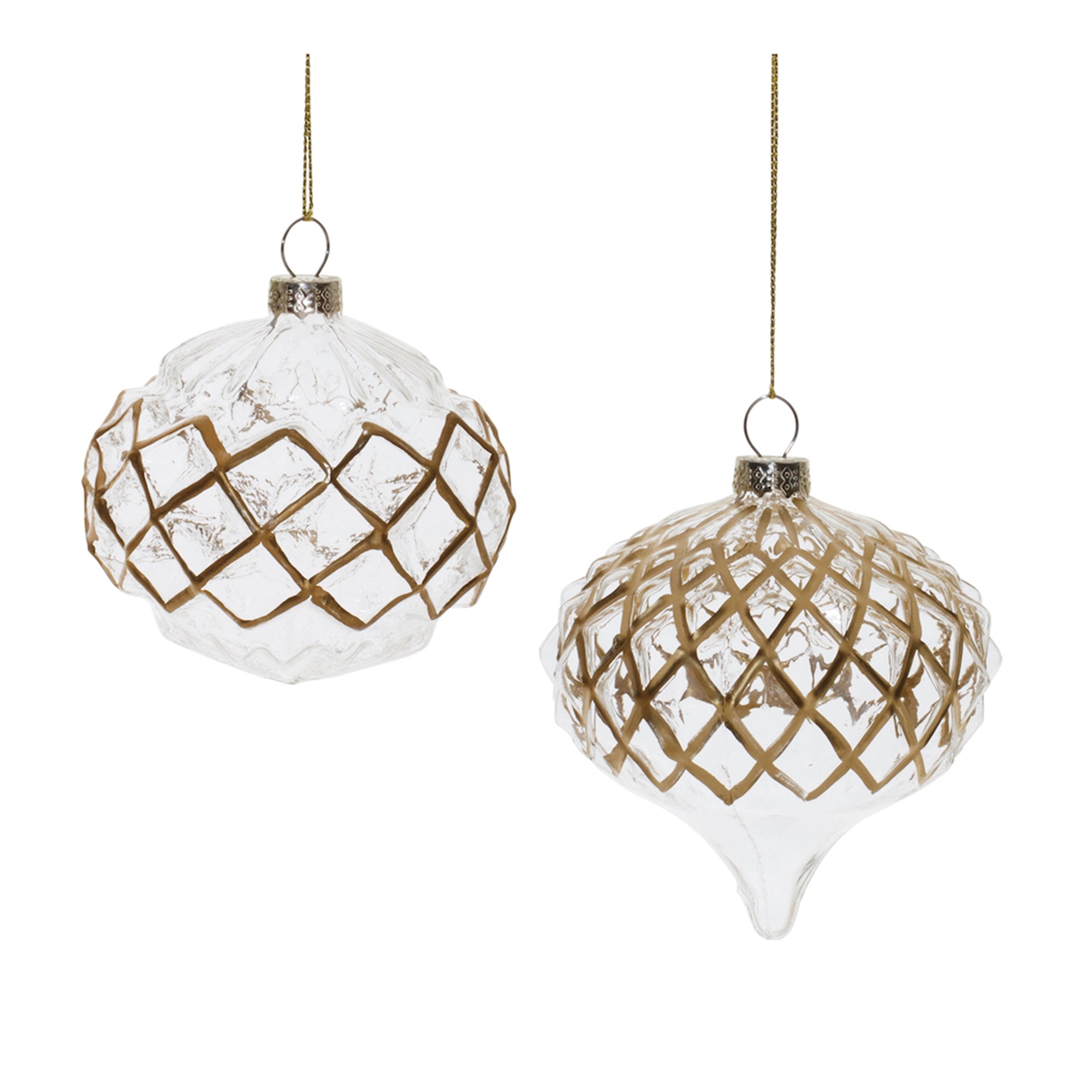 Ornament (2 Asst) 3.75"H, 4.5"H Glass
