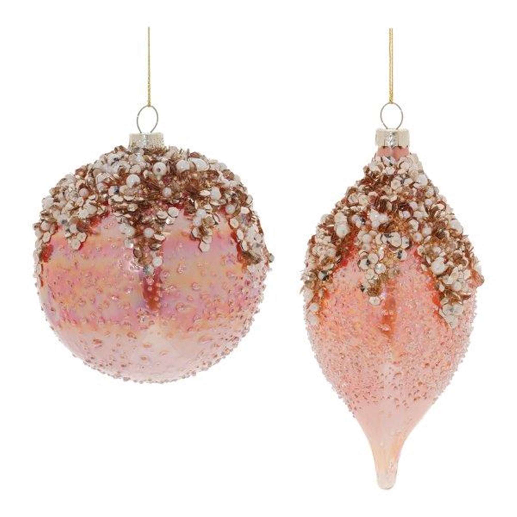 Beaded Iridescent Glass Ornament (Set of 6)