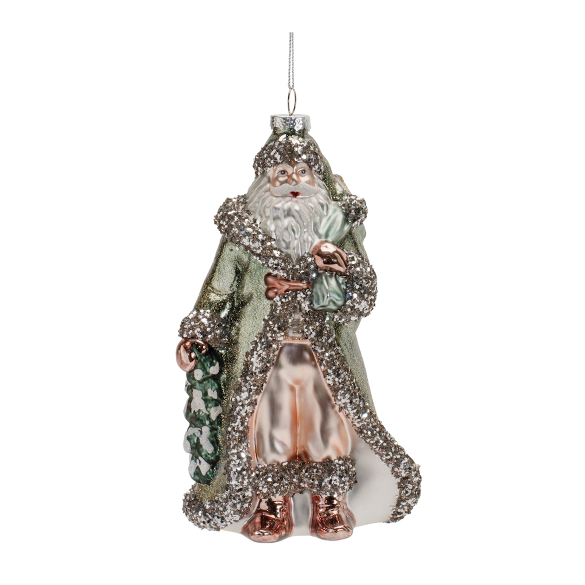 Santa Ornament 8”H Glass