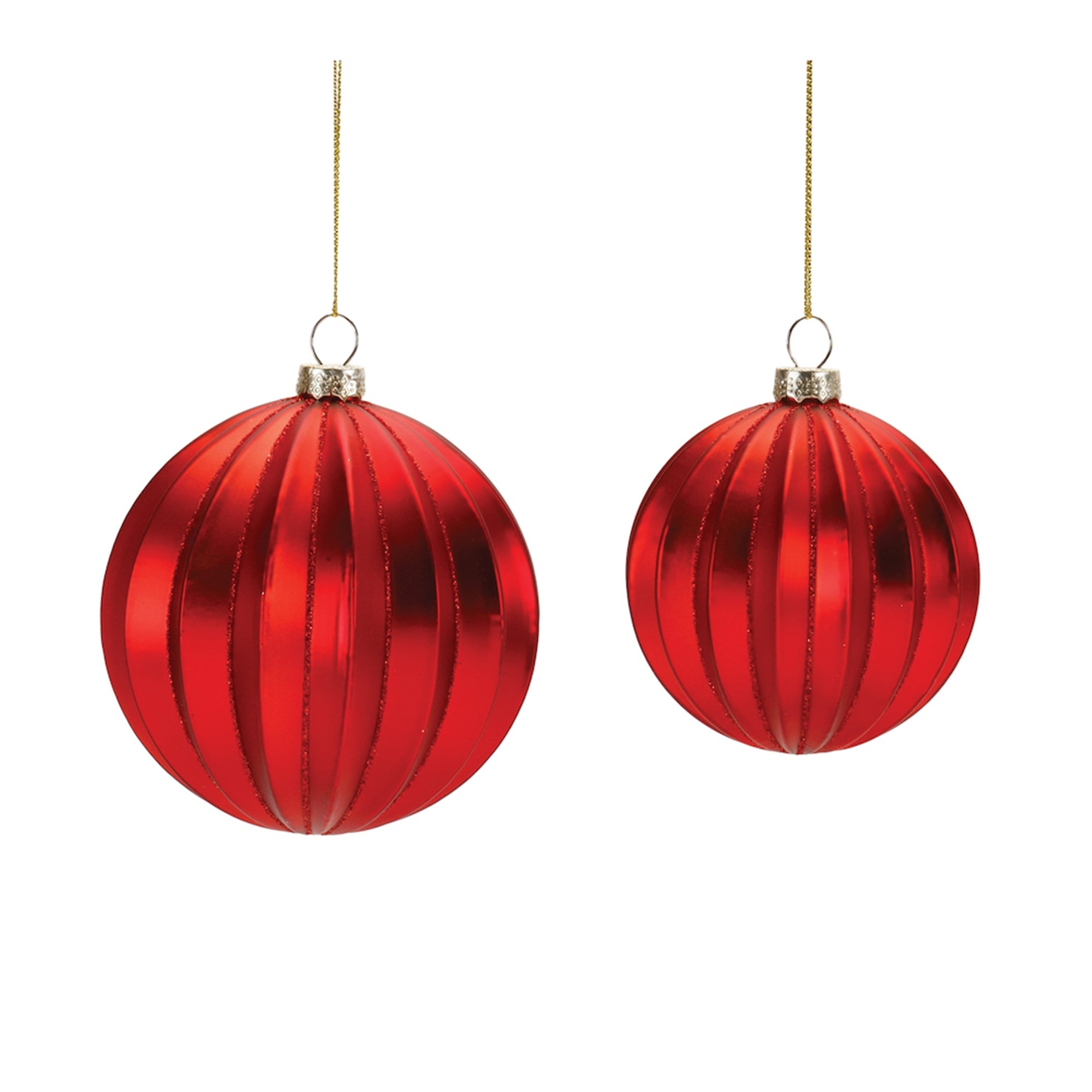 Ball Ornament (Set of 2) 3"D, 4"D Glass