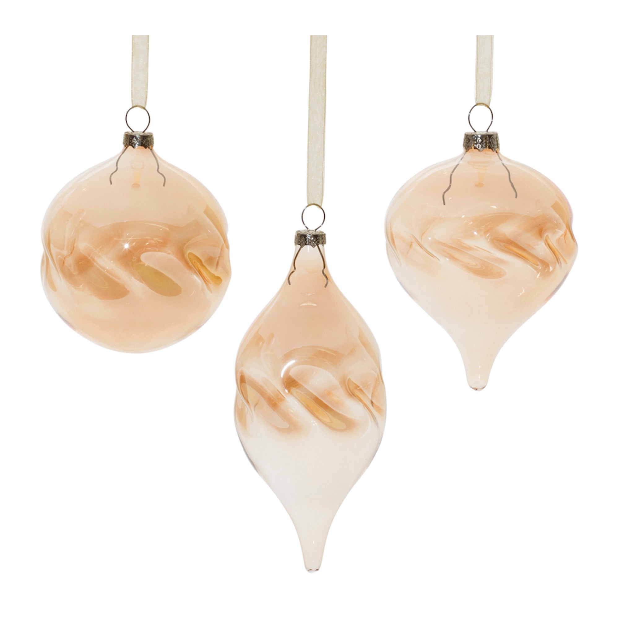 Ornament (3 Asst) 3"D, 5"H, 6"H Glass