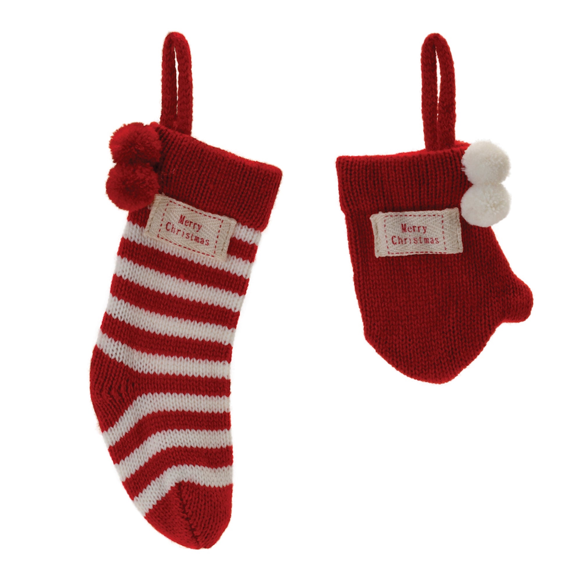 Stocking and Mitten Ornament (2 Asst) 6"H, 8.5"H Polyester