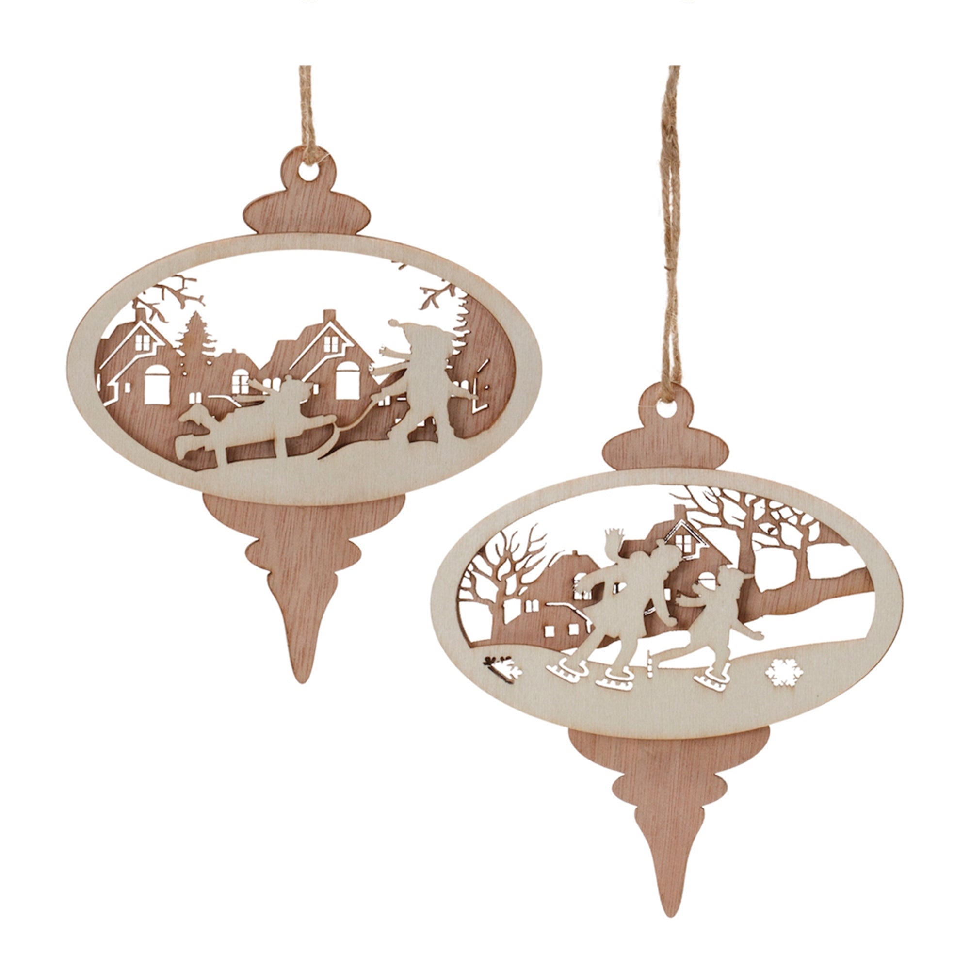 Cut-Out Wood Winter Sport Ornament (Set of 12)