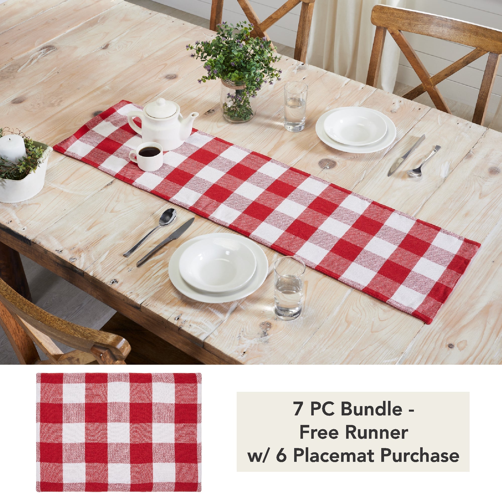 Annie Red Check Runner 12x48 (7 PC Bundle)