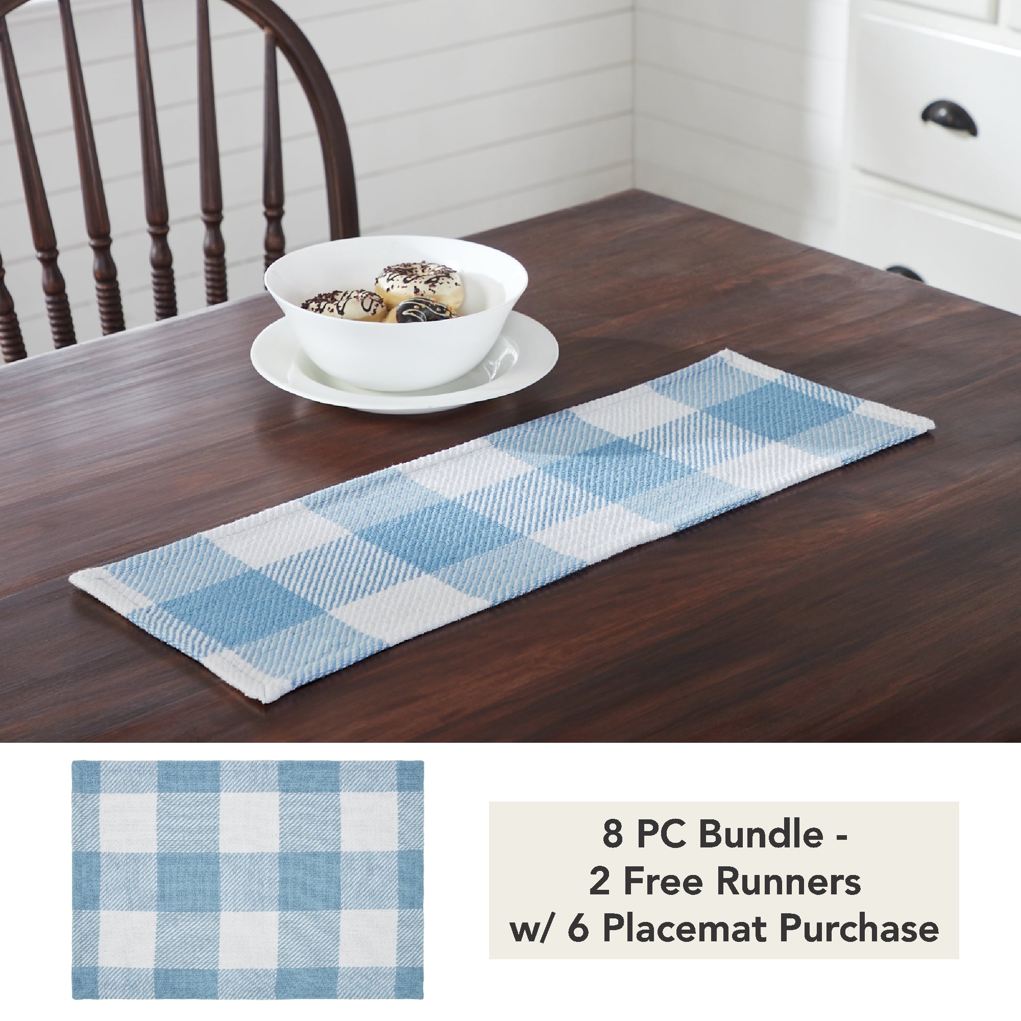 Annie Buffalo Check Blue Runner (8 PC Bundle)