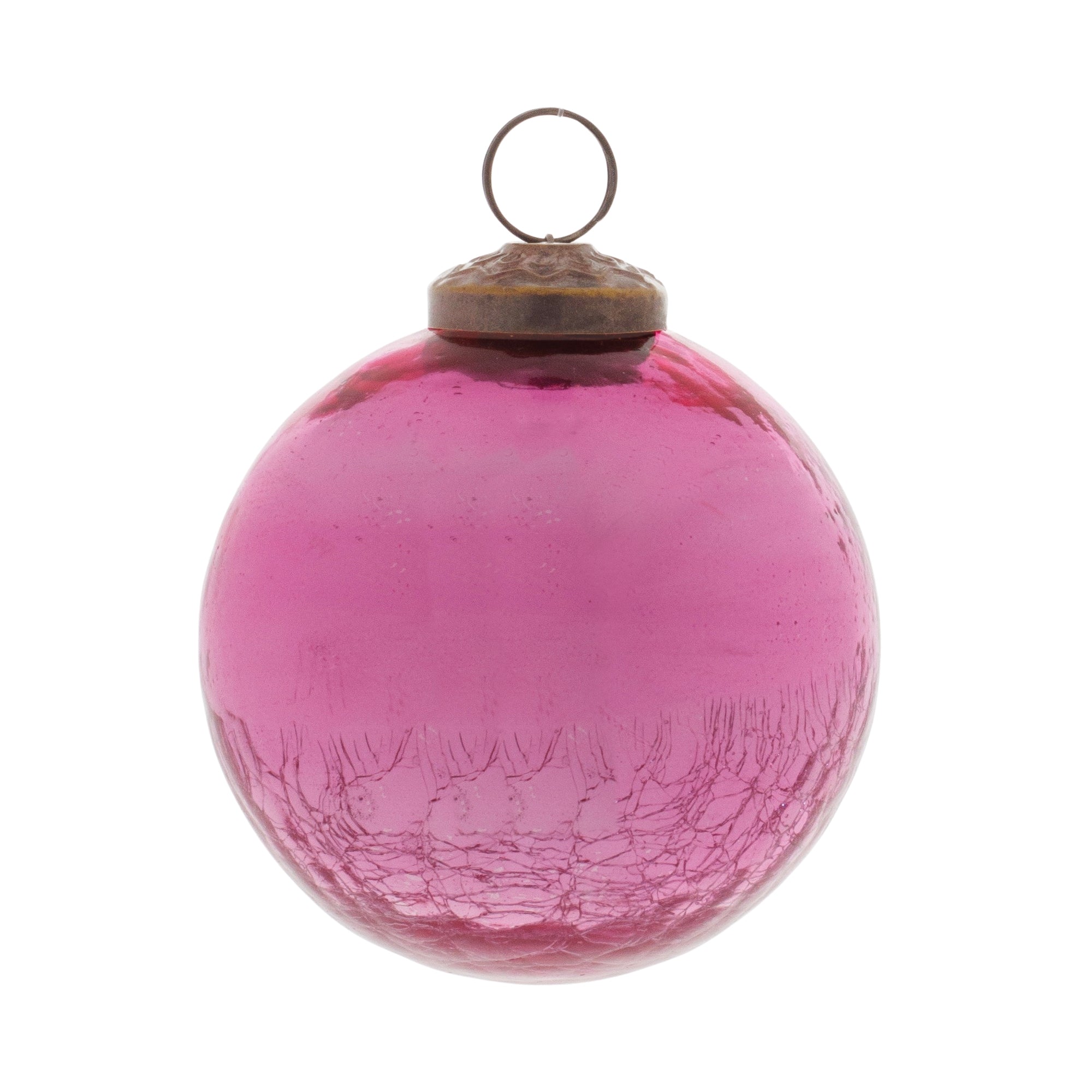 Pink Crackle Glass Ball Ornament (Set of 6)