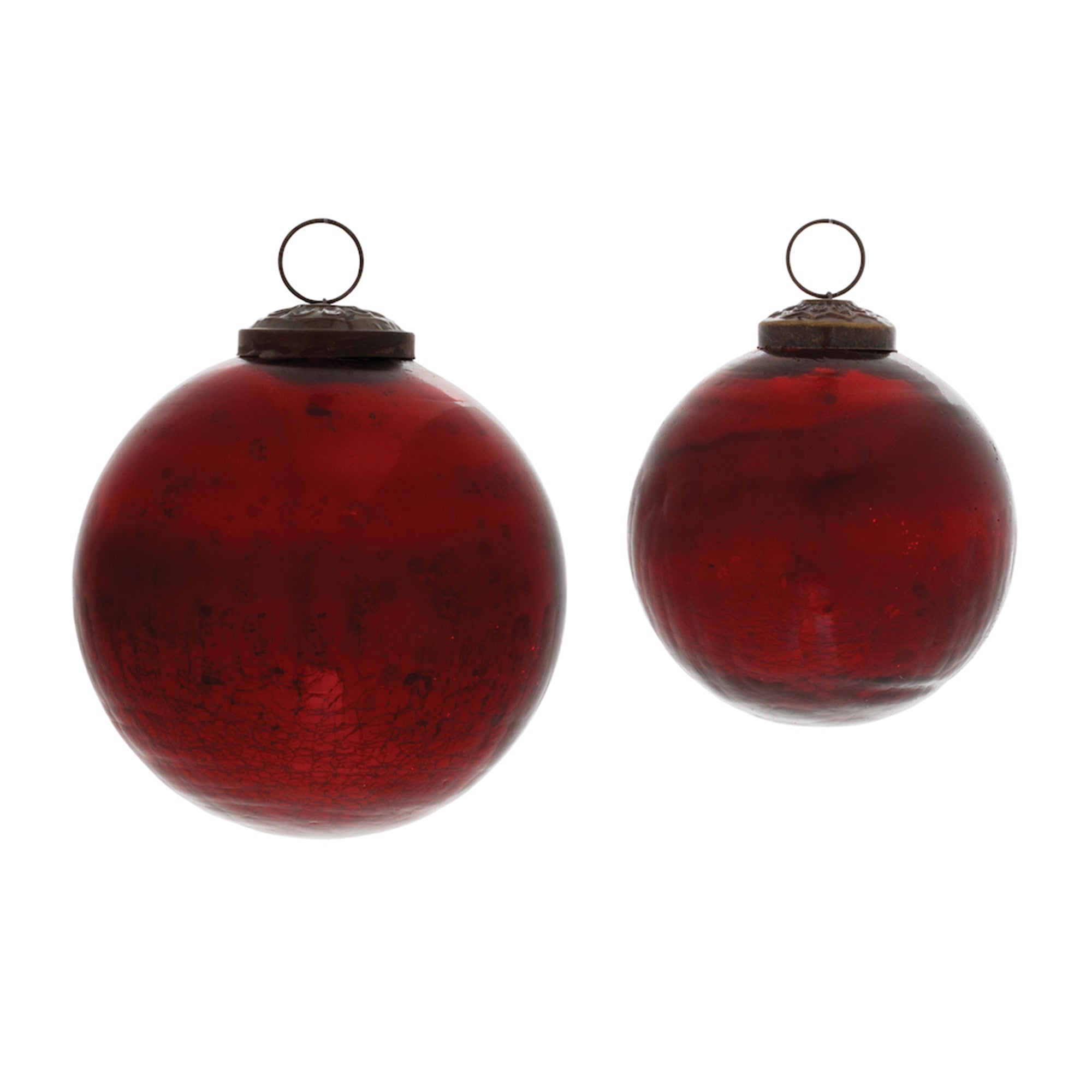 Ball Ornament (Set of 2) 3"D, 4"D Glass