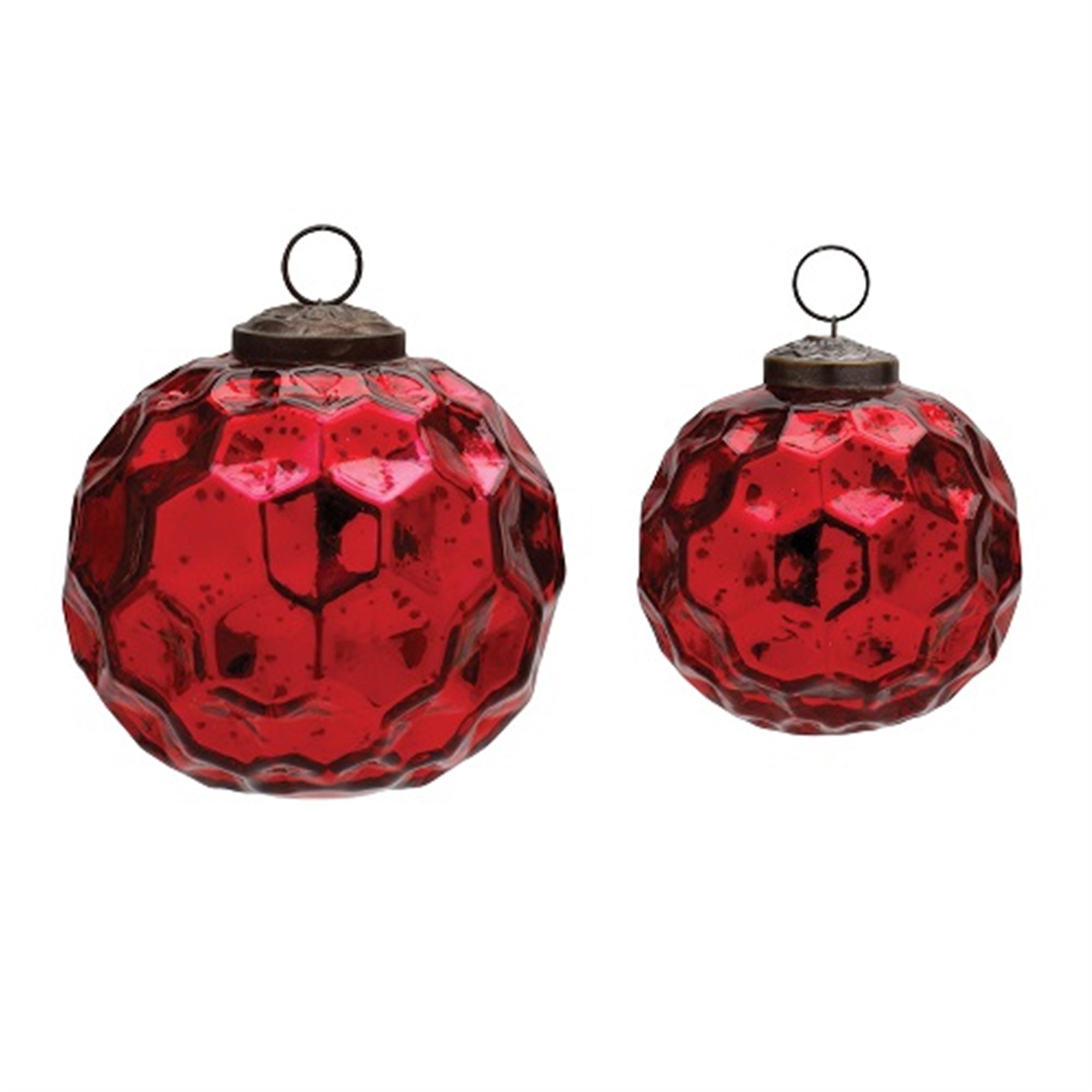 Ball Ornament (Set of 2) 3"D, 4"D Glass