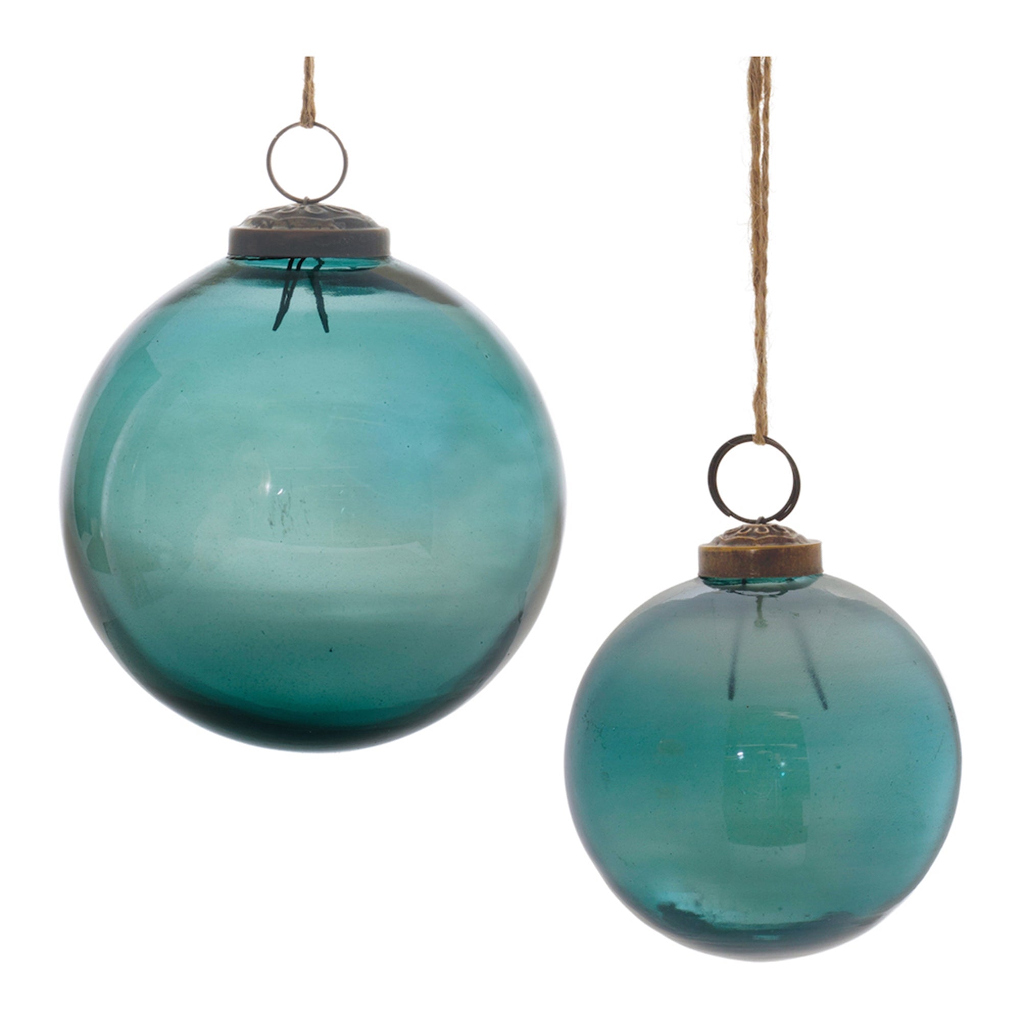 Ball Ornament (Set of 2) 3"D, 4"D Glass