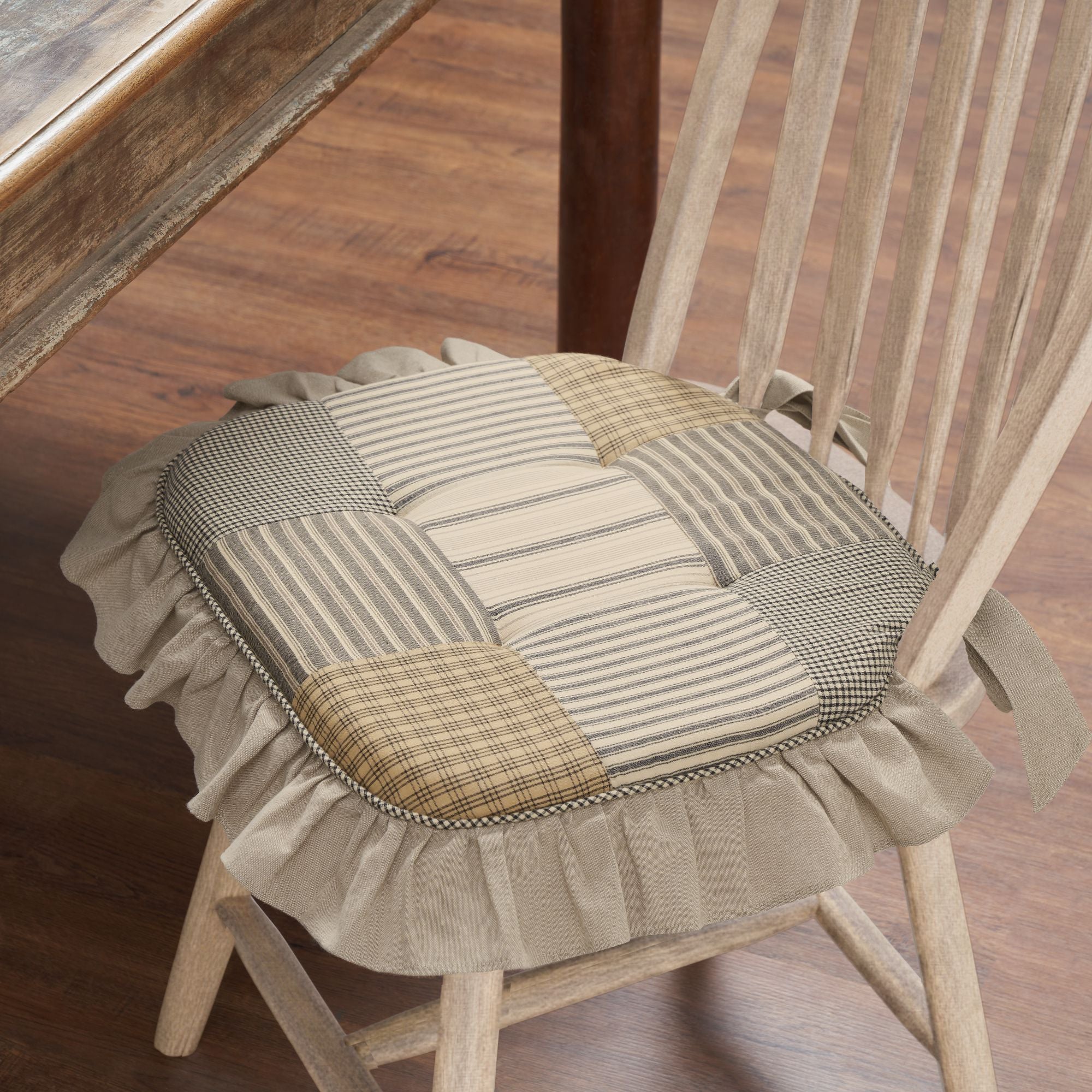 Sawyer Mill Charcoal Patchwork Cotton Chair Pad