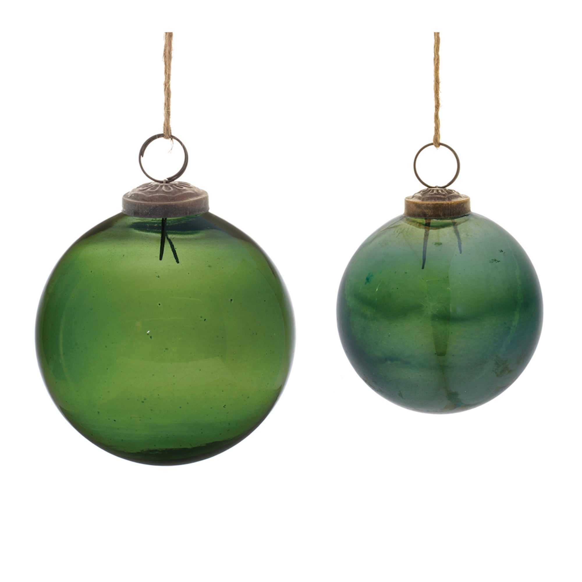 Ball Ornament (Set of 2) 3"D, 4"D Glass
