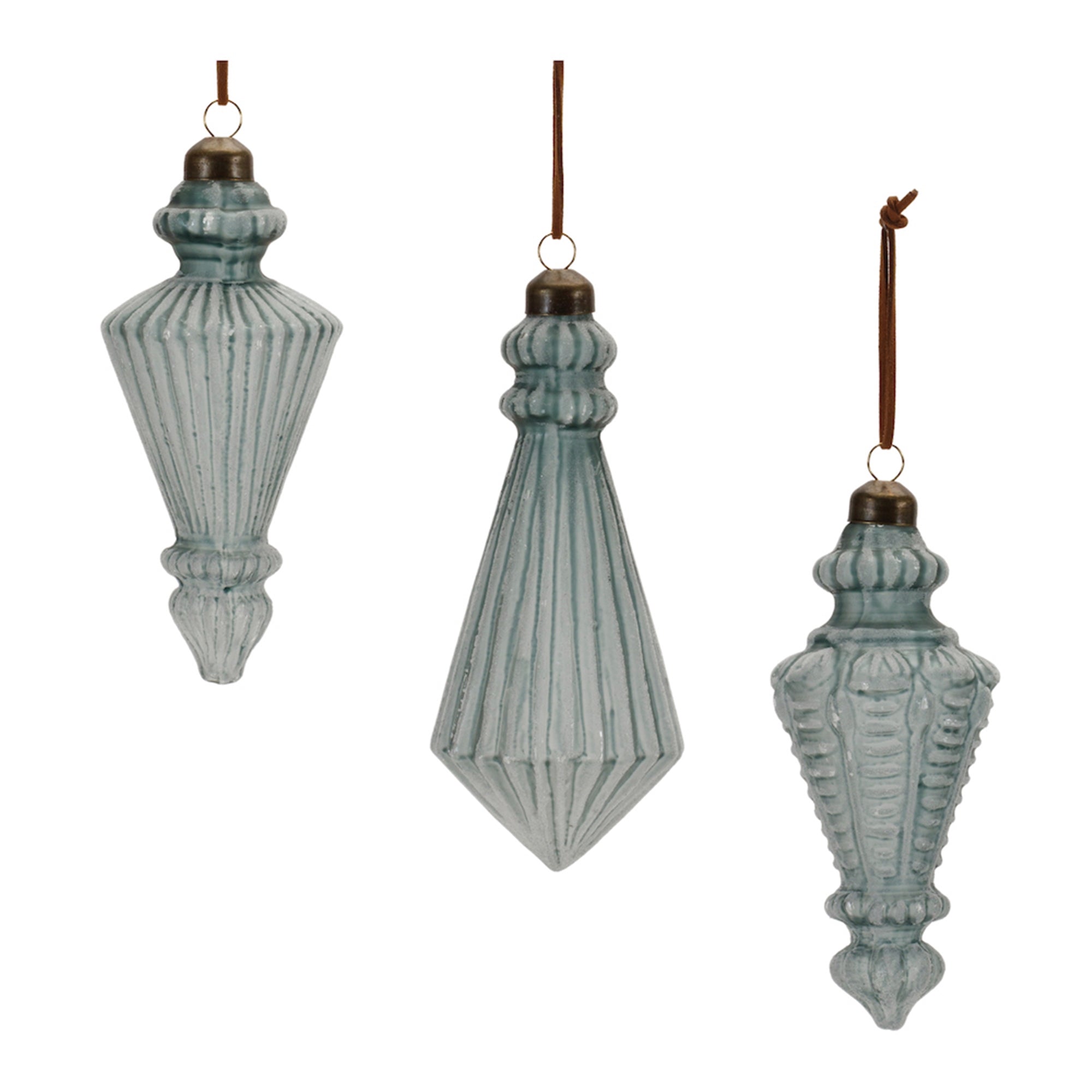 Ornament Drop (3 Asst) 6.25"H, 6.5"H, 7"H Glass