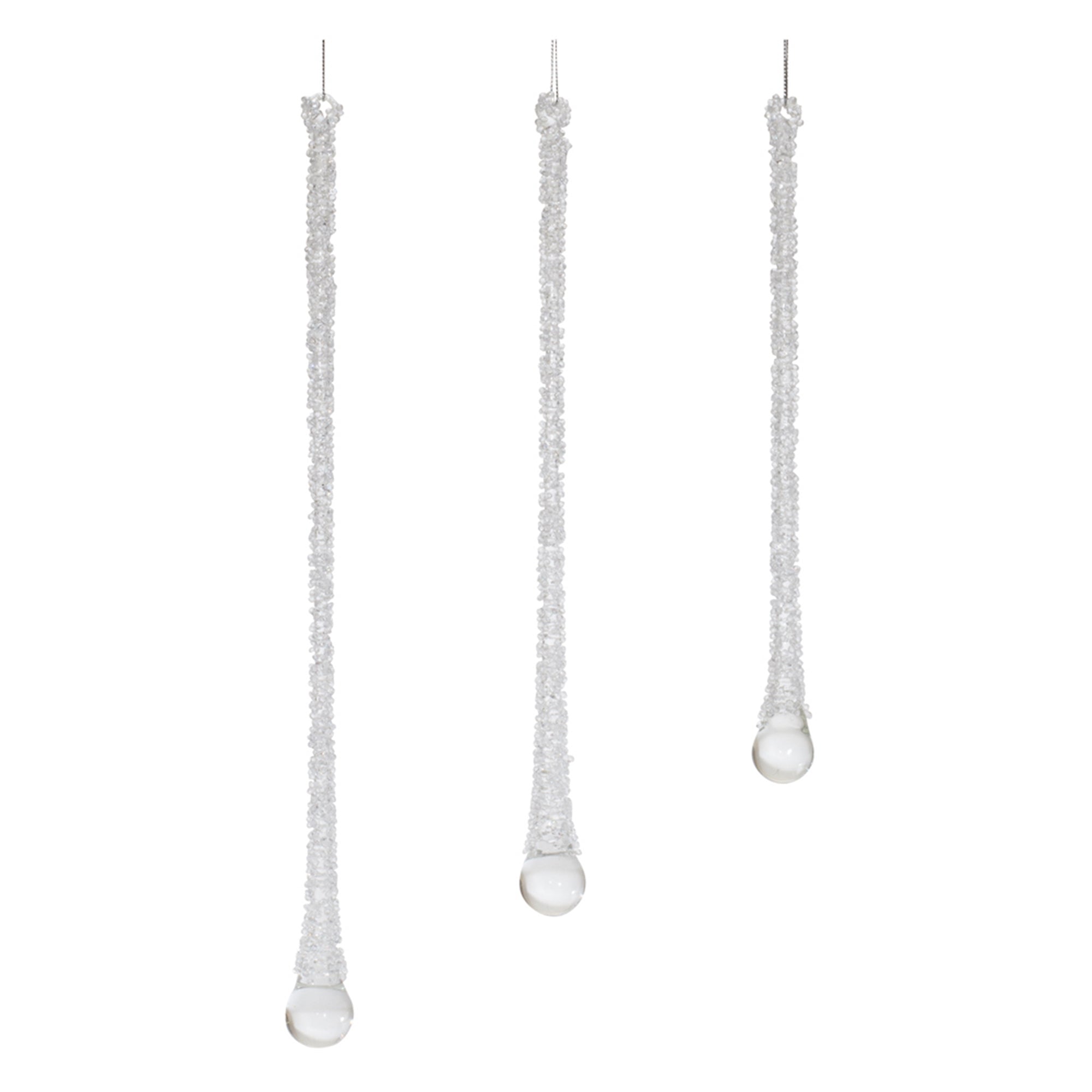 Icicle Drop (Set of 3) 10"H, 12"H, 13.5"H Glass