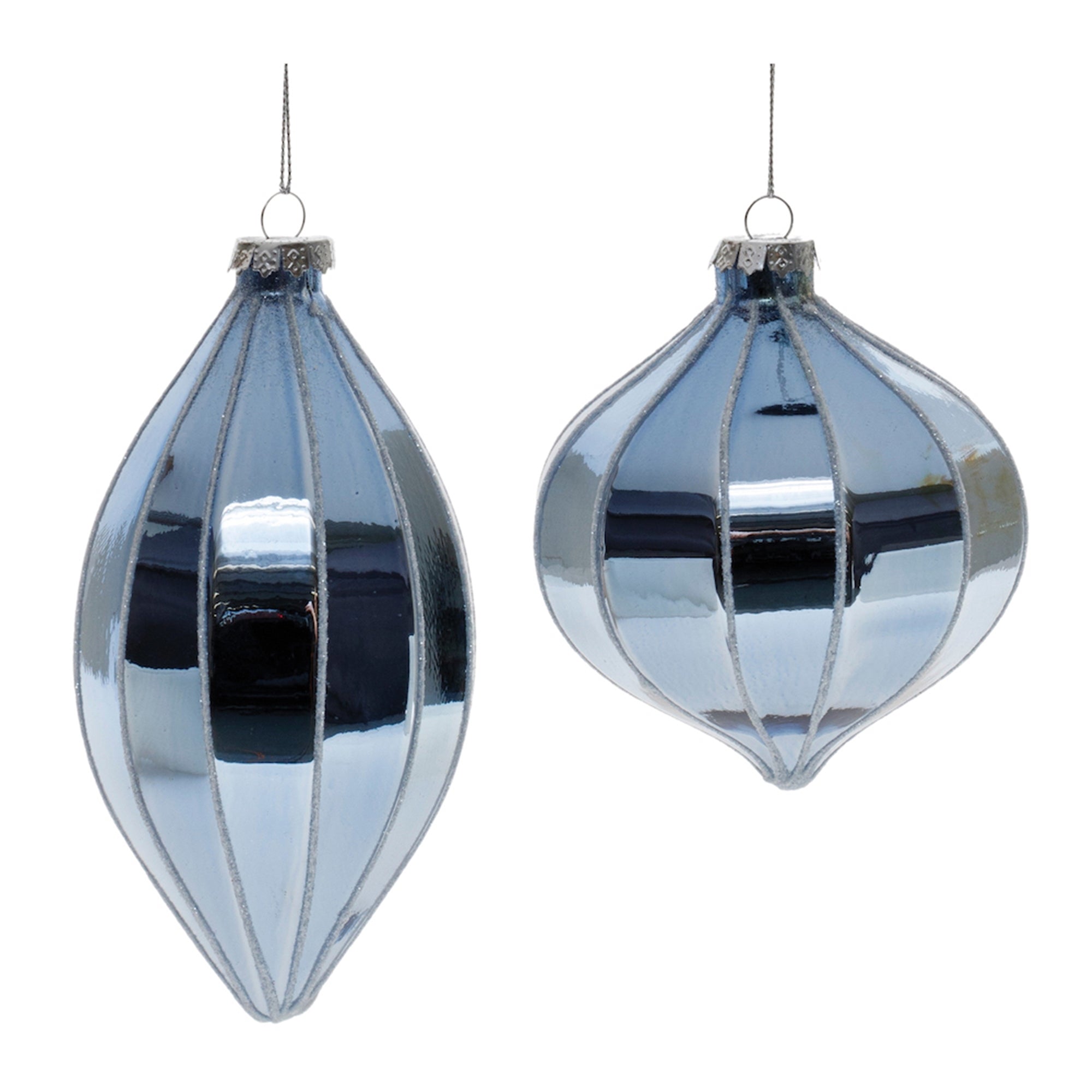 Ornament (2 Asst) 5"H, 6.75"H Glass