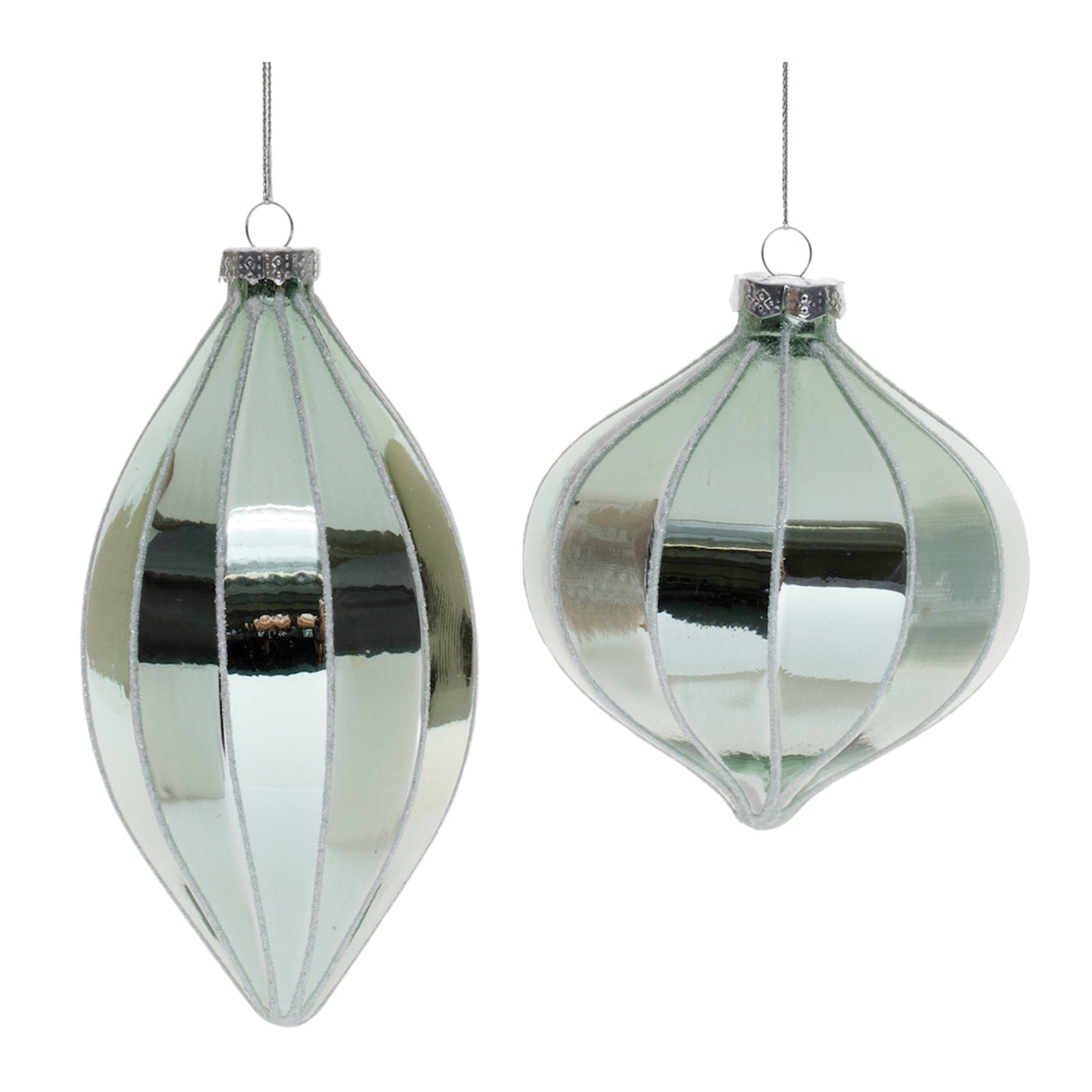 Ornament (2 Asst) 5"H, 6.75"H Glass