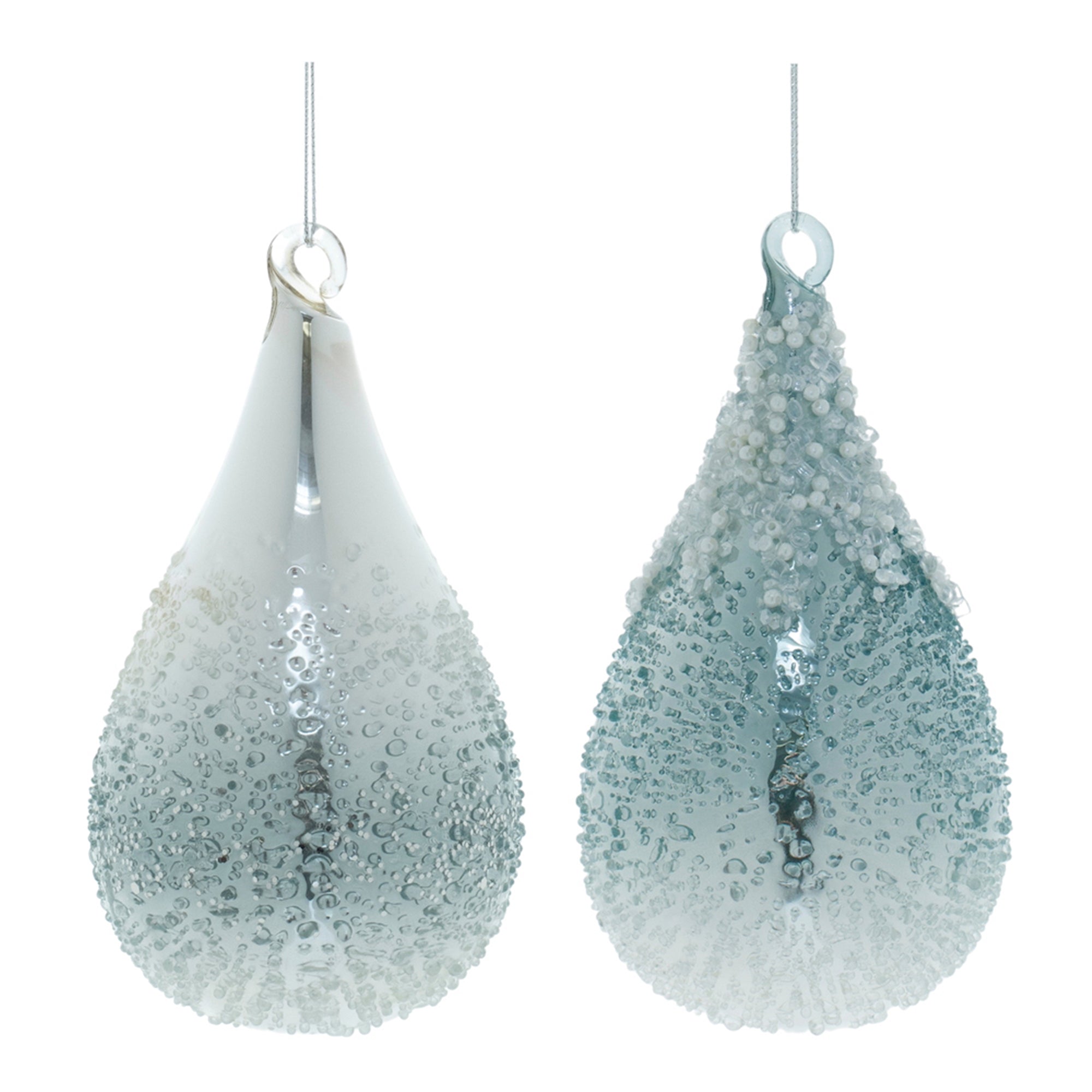 Drop Ornament (2 Asst) 6”H Glass