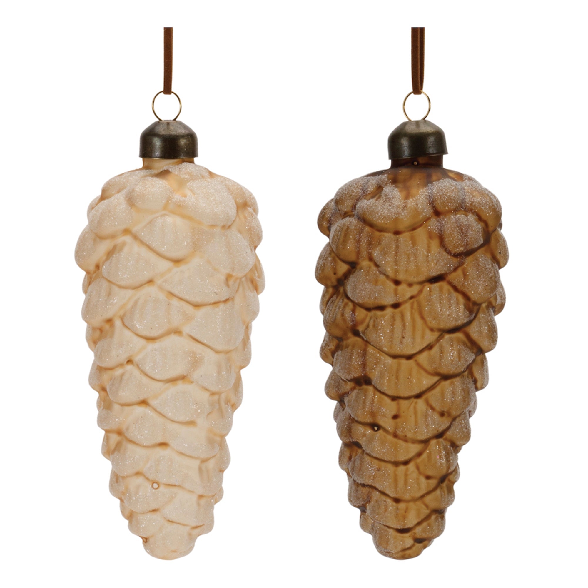 Pine Cone Ornament (2 Asst) 7”H Glass