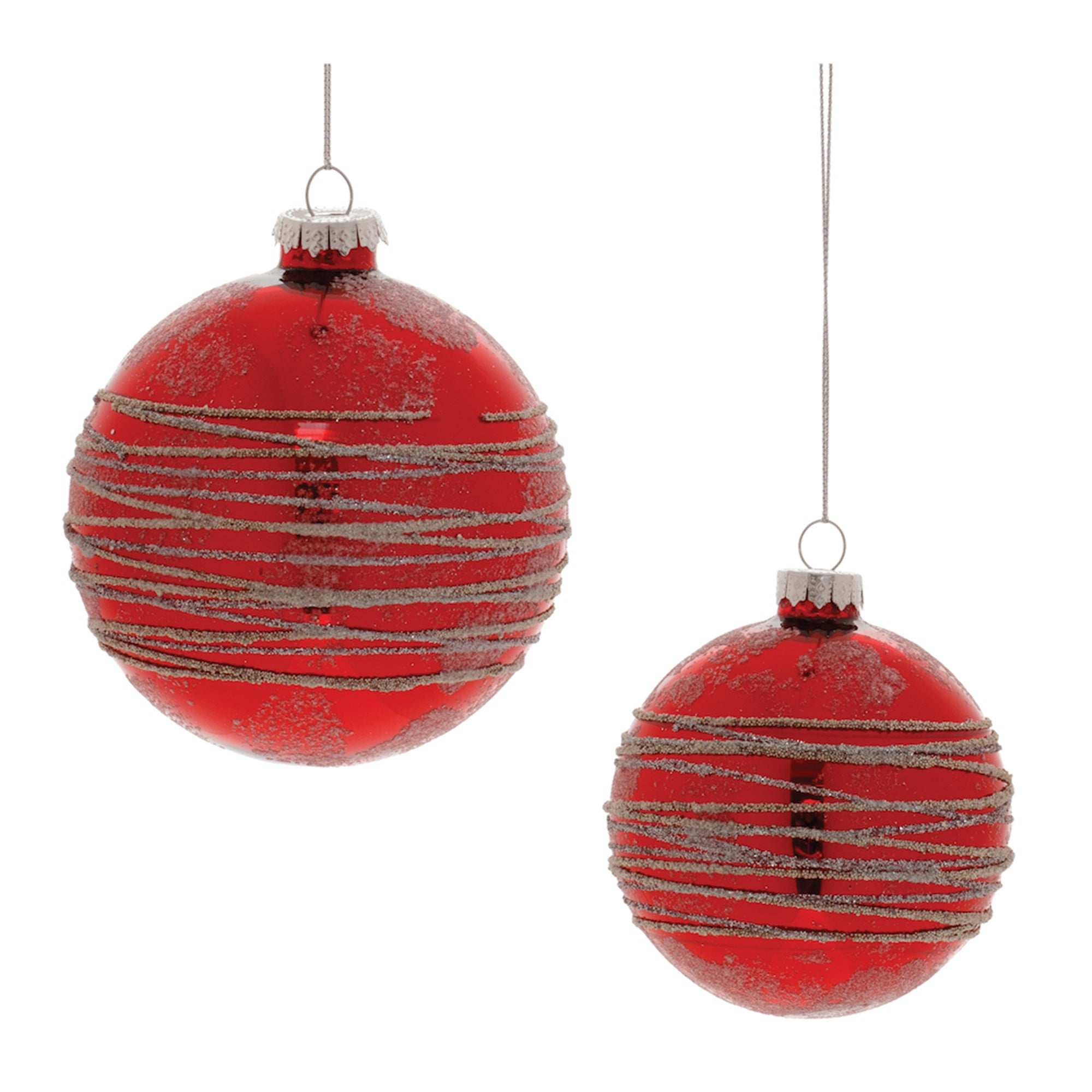 Ball Ornament (Set of 2) 3"D, 4"D Glass