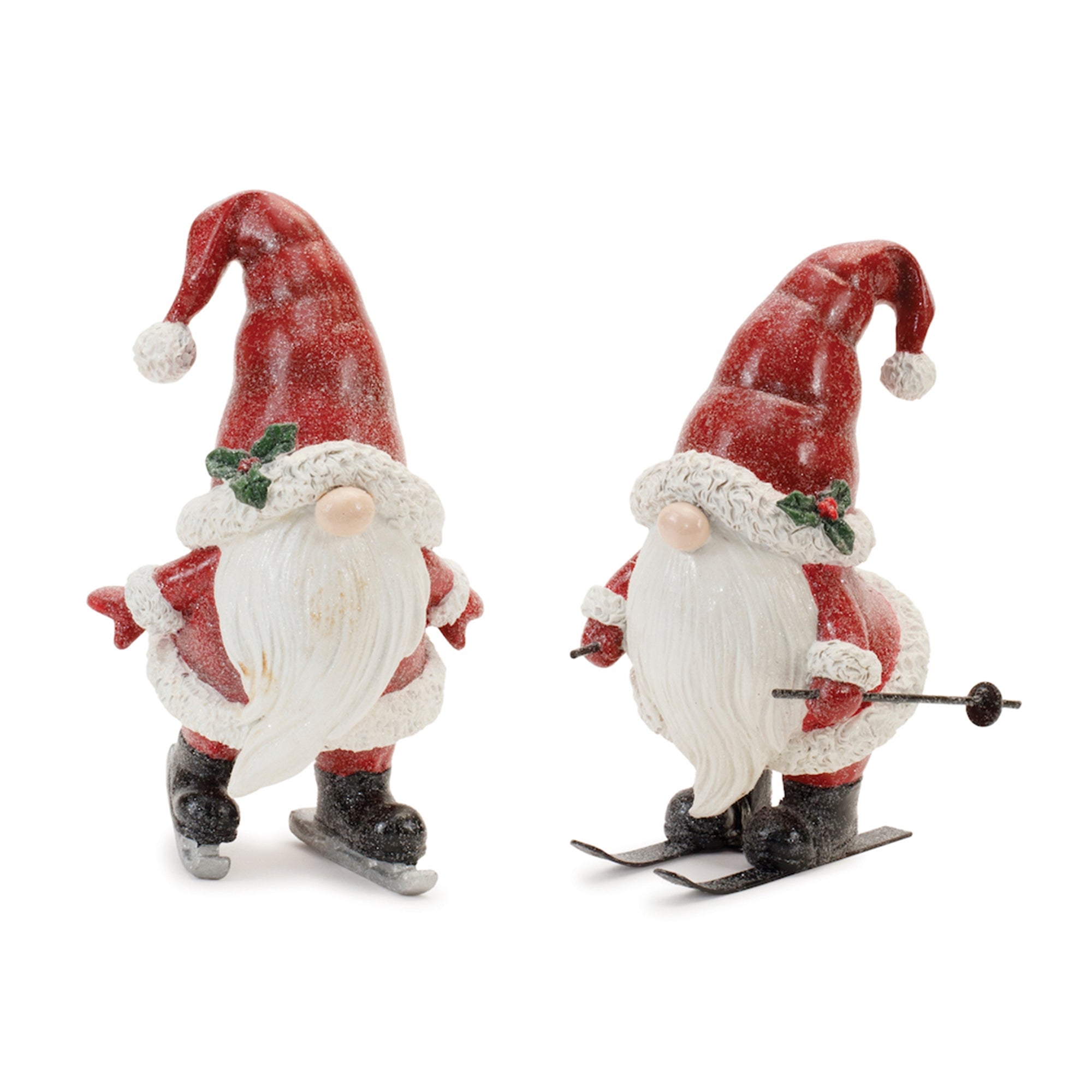 Santa on Skis and Skates (2 Asst) 6.25"H, 6.75"H Resin