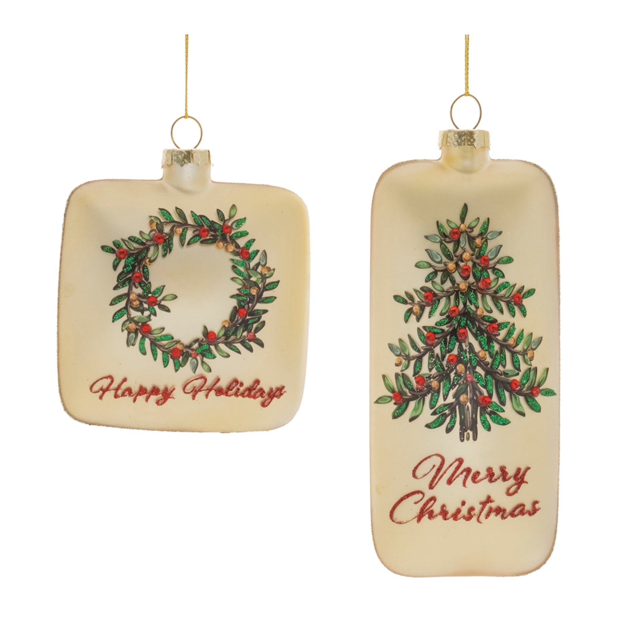 Ornament (Set of 2) 4"H, 6.25"H Glass