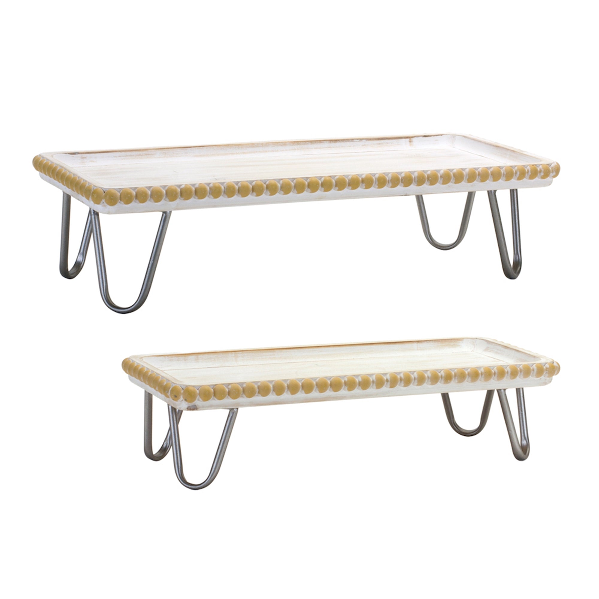 Tray w/Legs (Set of 2) 16.5"L x 4.25"H, 19.5"L x 5"H Wood/Iron