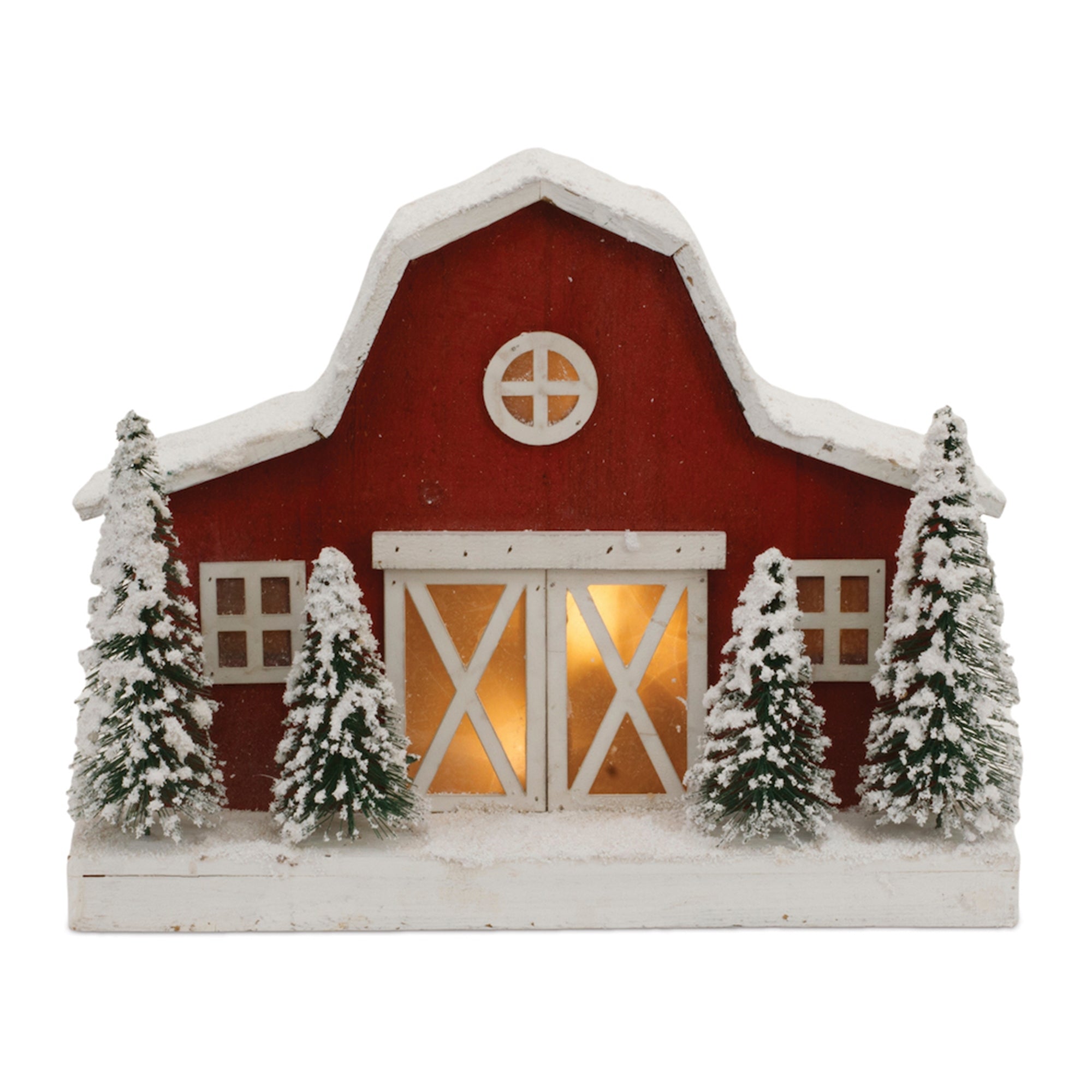 Barn 18"L x 13.75"H Wood 3 AA Batteries, Not Included or USB Cord Included