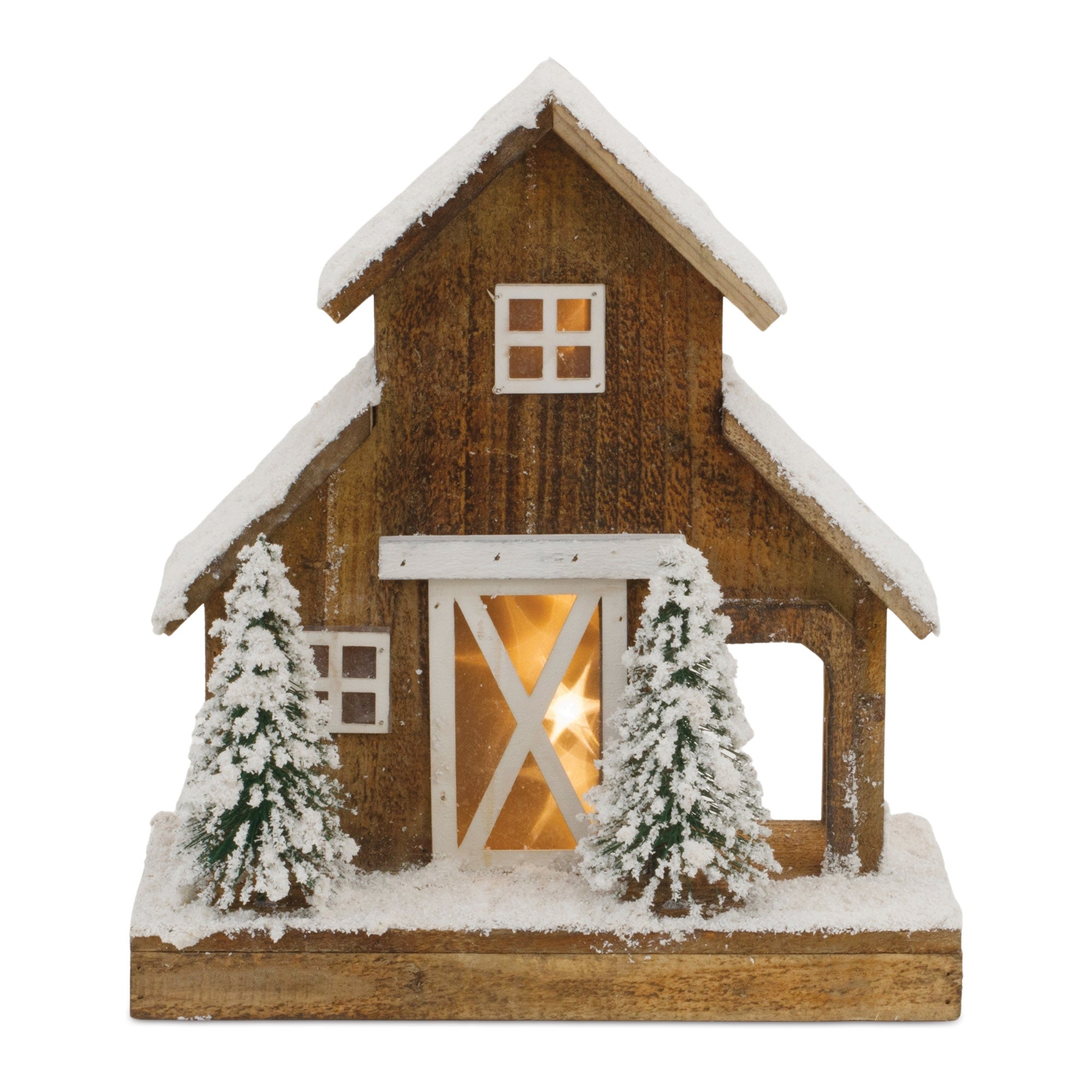Barn 12.75"L x 14"H Wood 3 AA Batteries, Not Included or USB Cord Included
