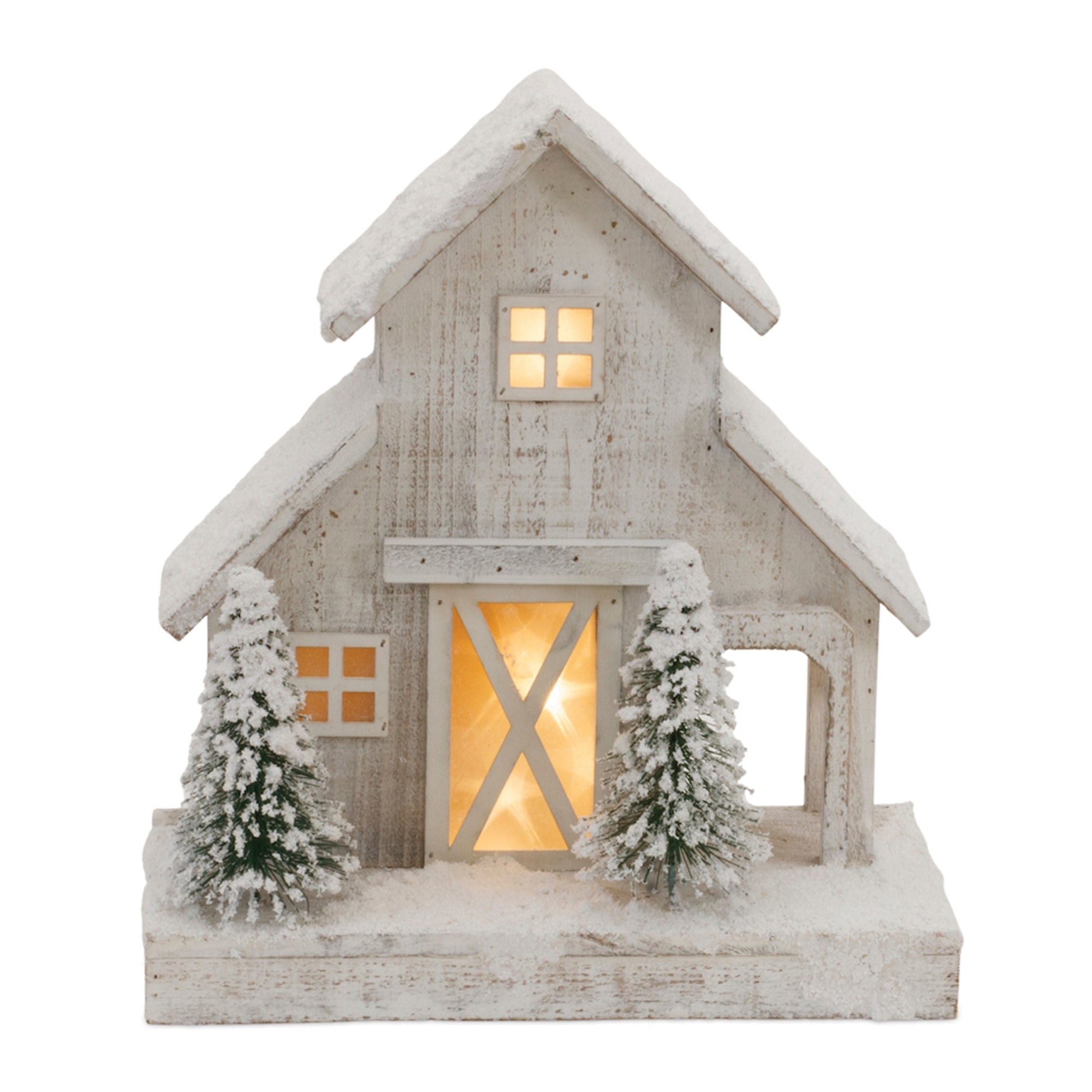 Barn 12.75"L x 14"H Wood 3 AA Batteries, Not Included or USB Cord Included