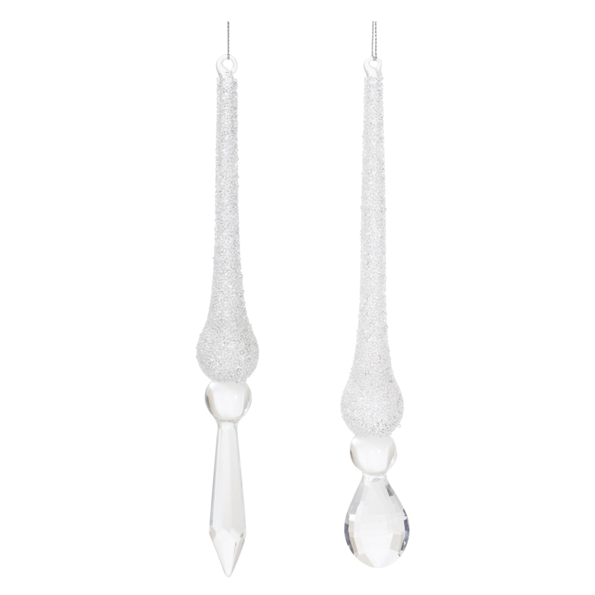 Icicle Drops (2 set of) 9”H Glass