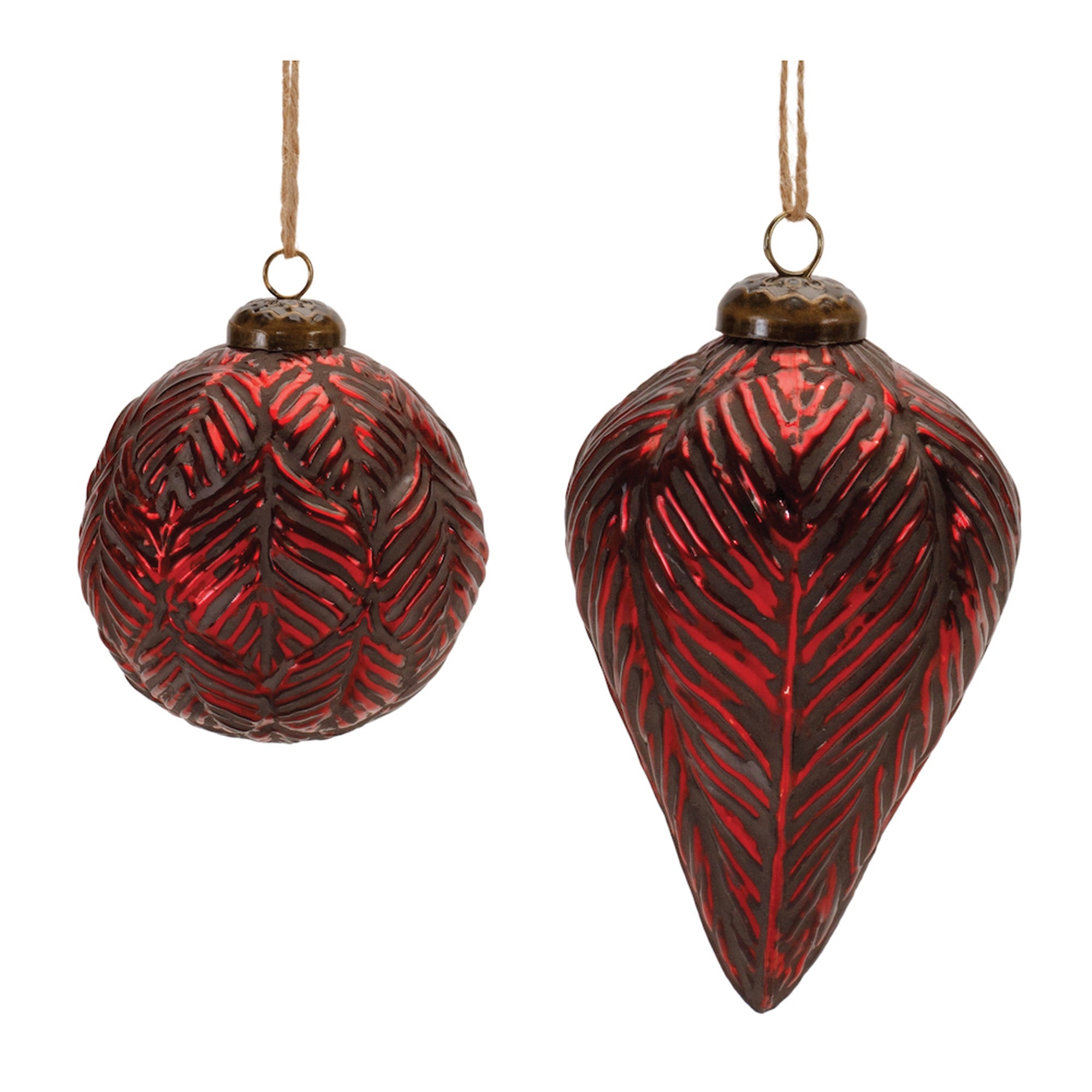 Ornament (2 Asst) 4.25"H, 5.5"H Glass