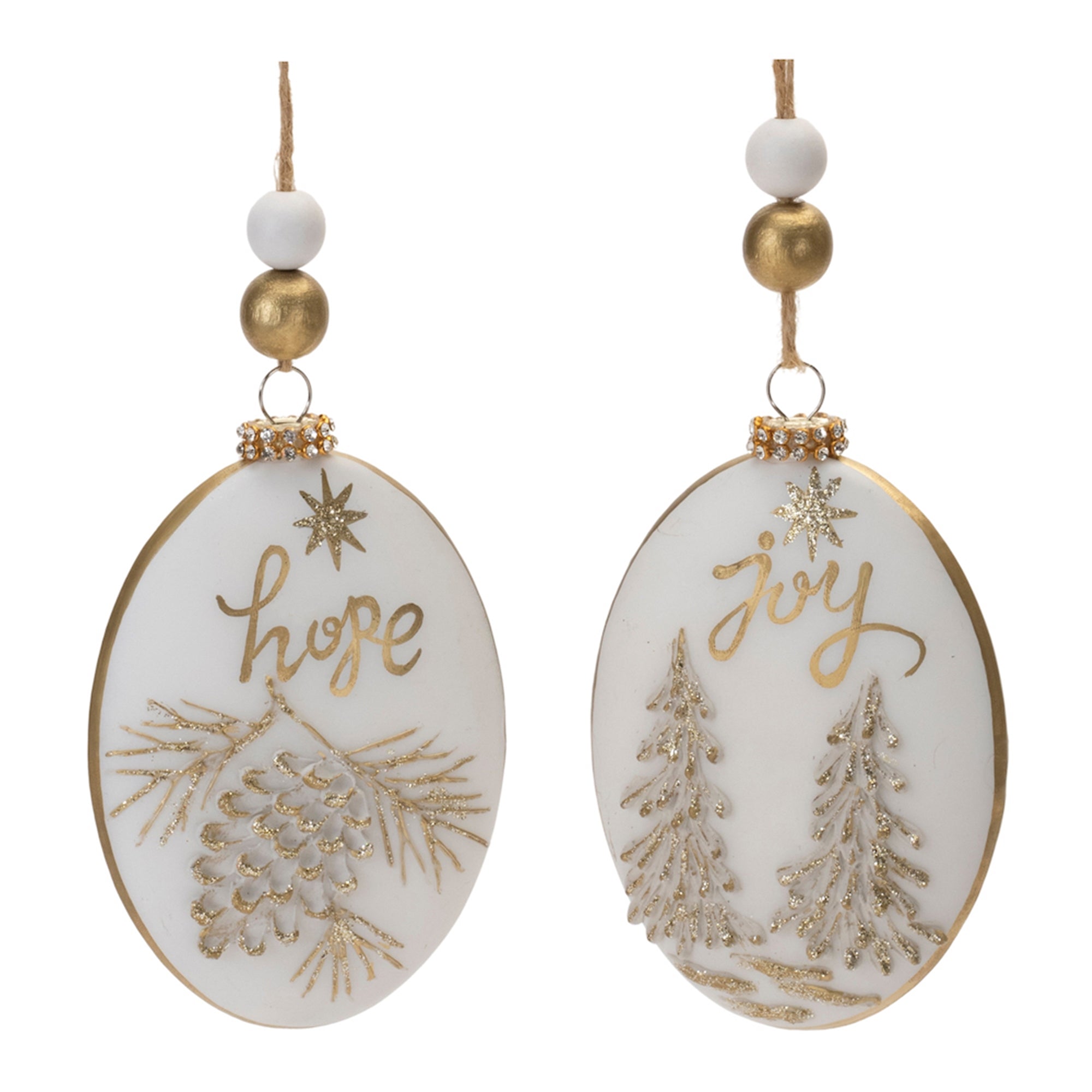 Hope and Joy Ornament (2 Asst) 5”H Glass
