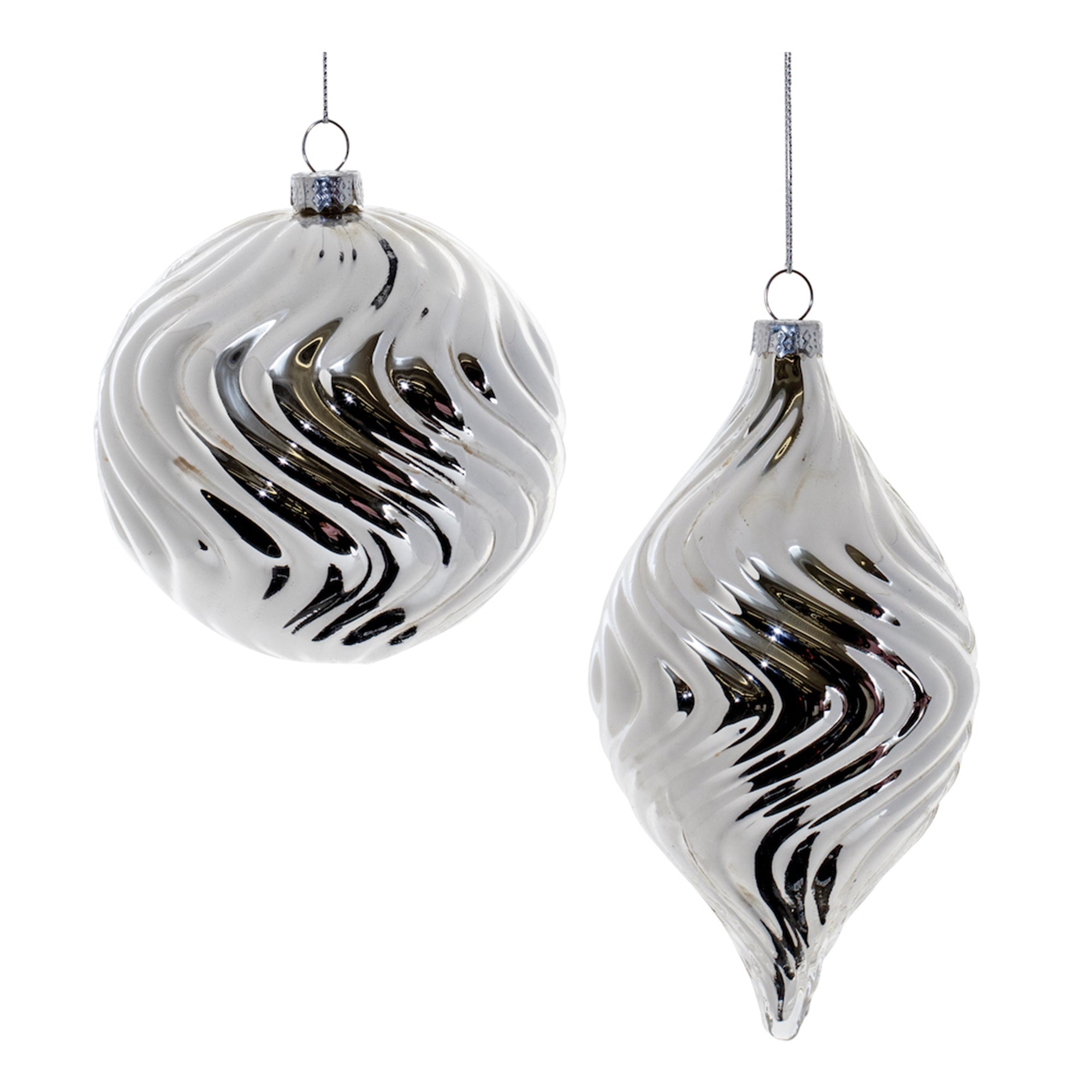 Ornament (2 Asst) 4"D, 6"H Glass