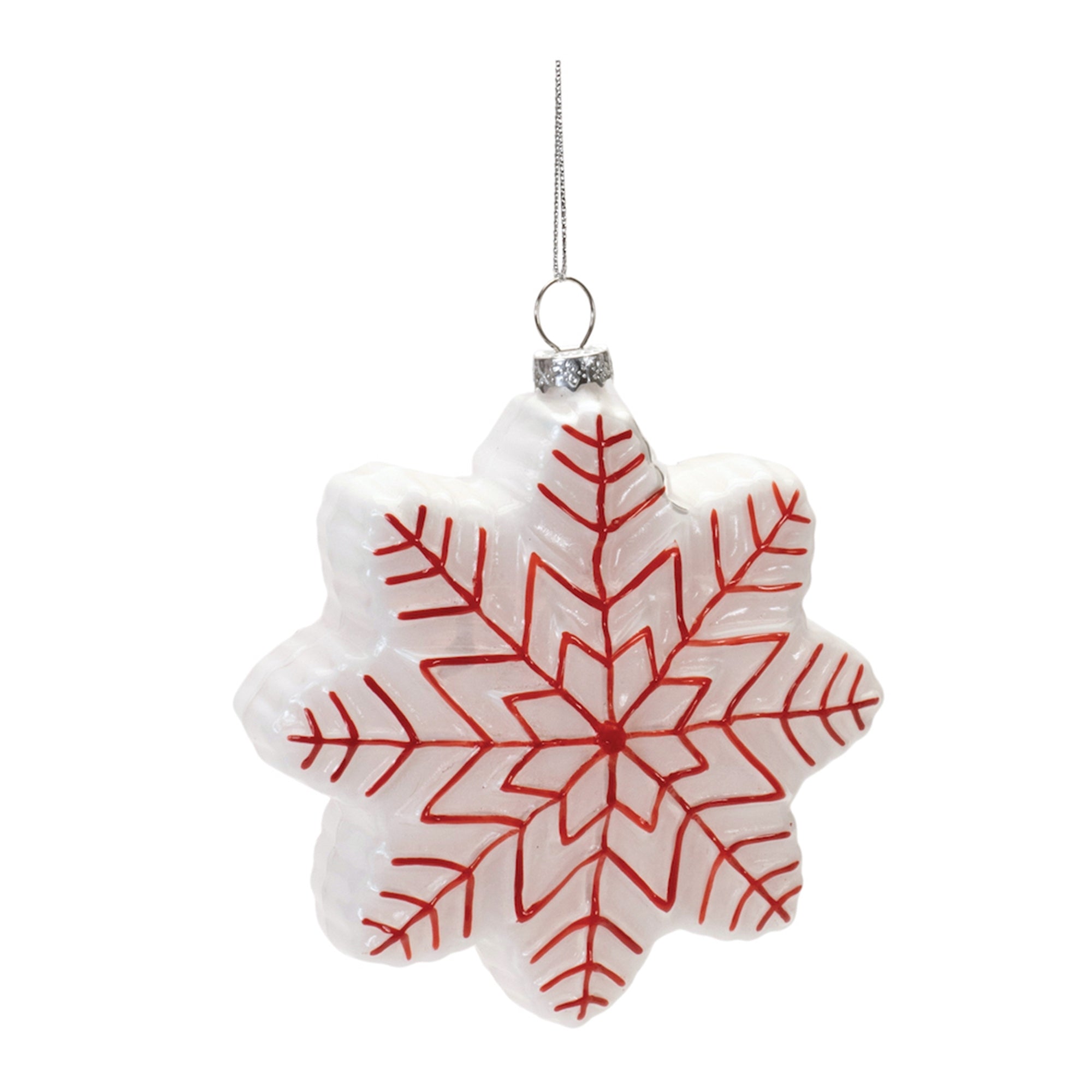 Snowflake Ornament 5”H Glass