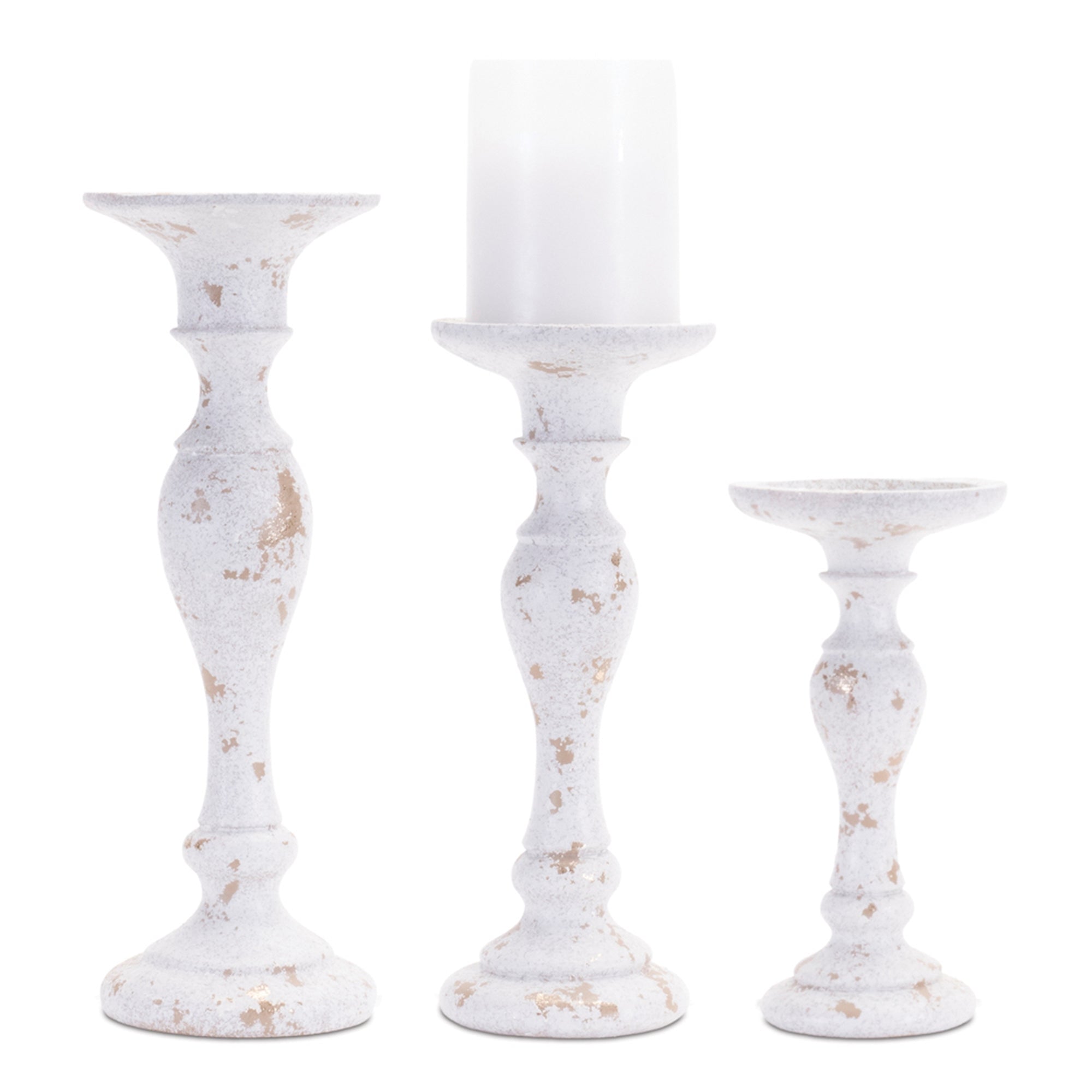 Candle Holder (Set of 3) 7.5"H, 9.5"H, 11"H Resin