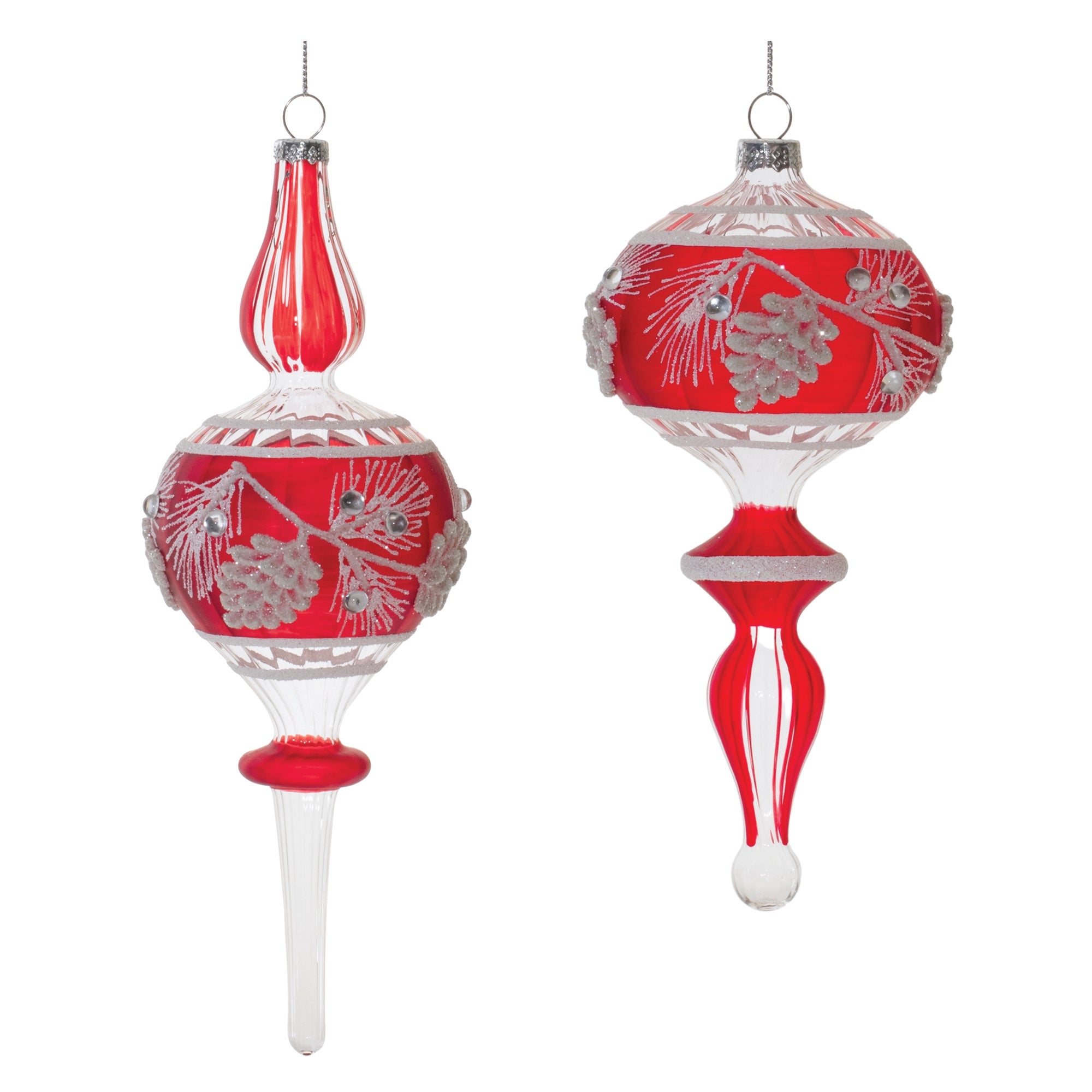 Drop Ornament (2 Asst) 7.75"H, 9"H Glass