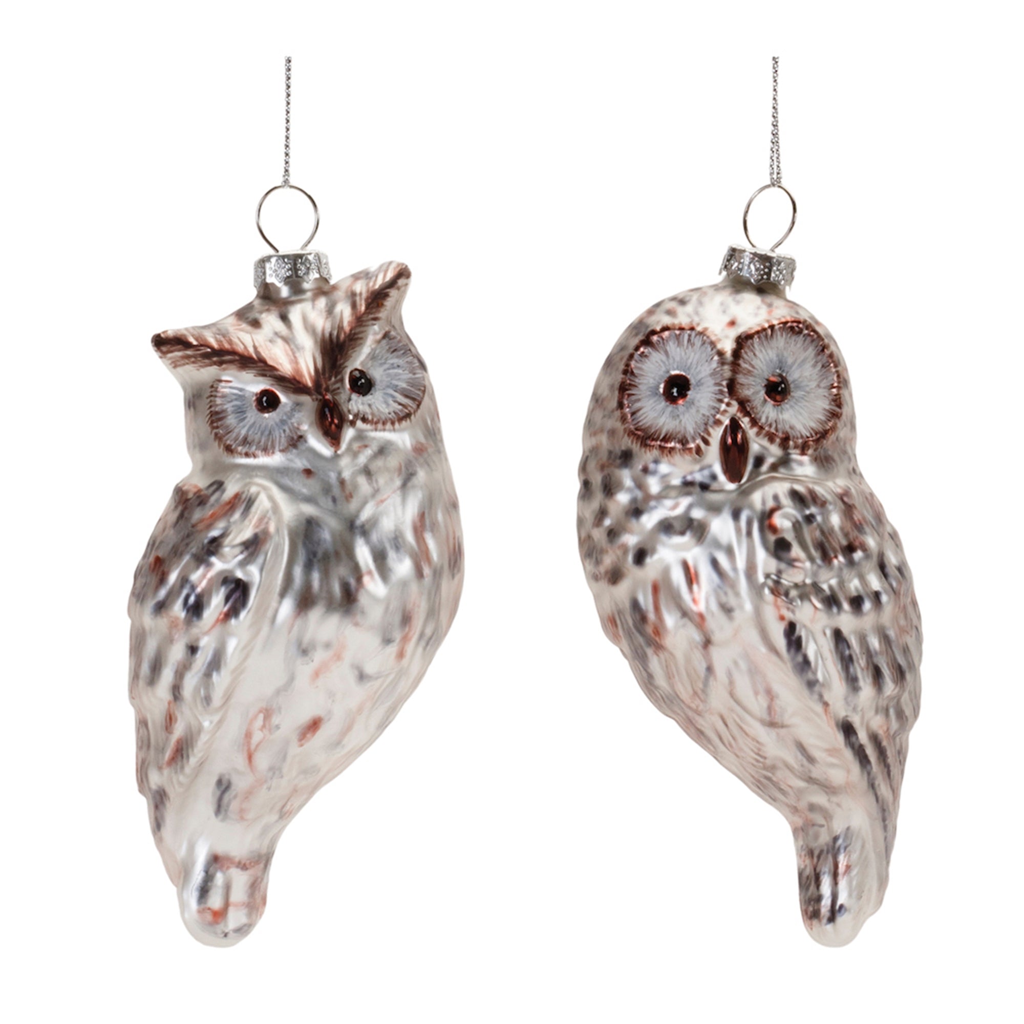 Owl Ornament (2 Asst) 5.5”H Glass