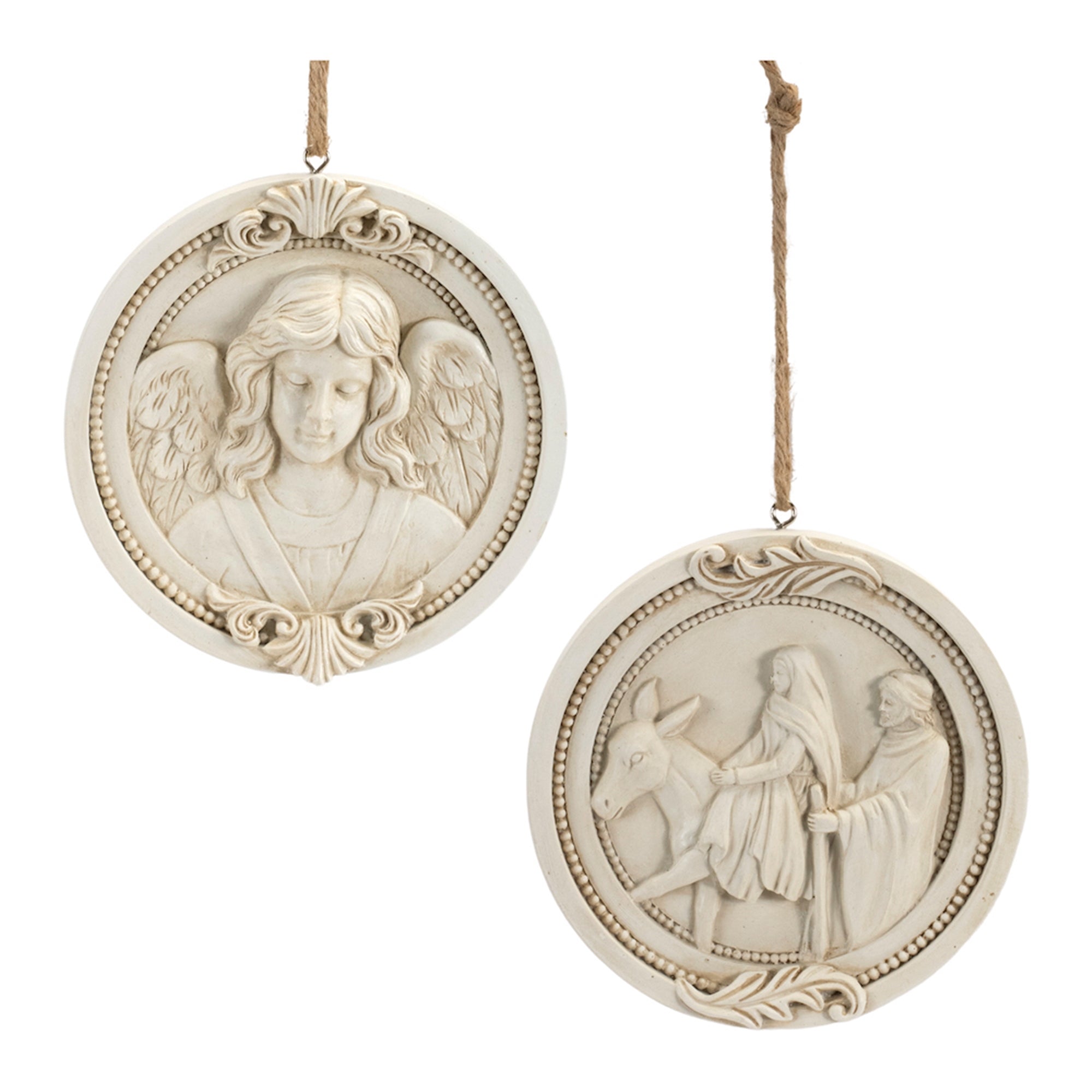 Disc Ornament (2 Asst) 5.25”D Resin