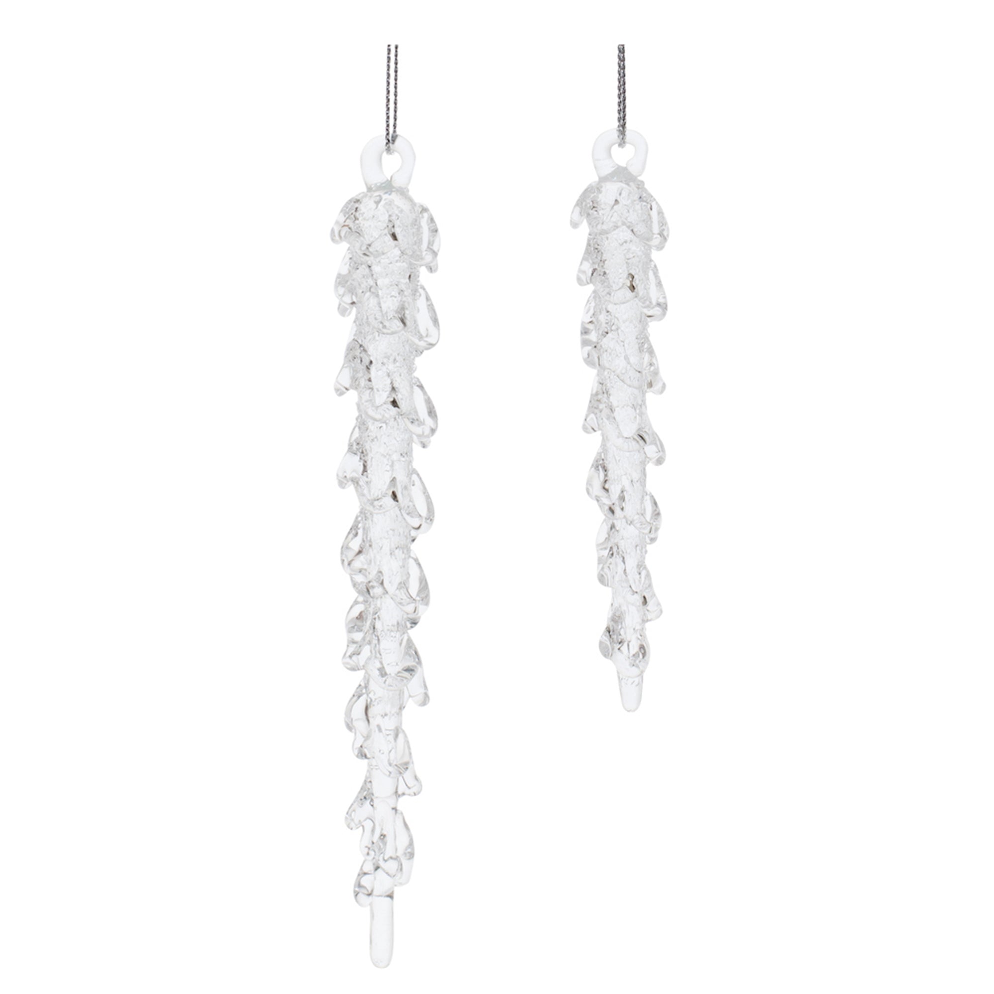 Icicle Ornament (Set of 2) 4"H, 5.75"H Glass