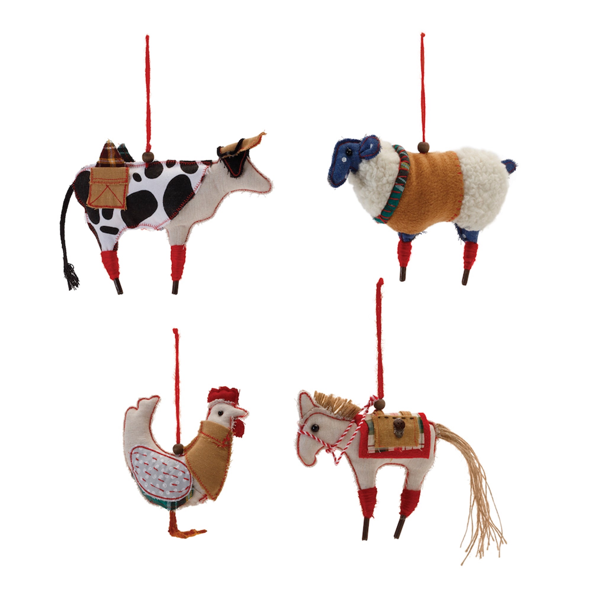 Farm Animal Ornament (4 Asst) 5.5”H Fabric