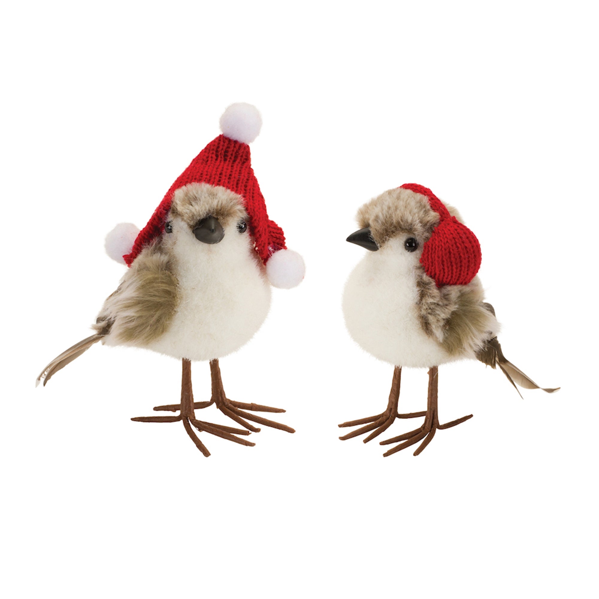 Winter Bird (2 Asst) 5.5"H, 6"H Fabric/Feather