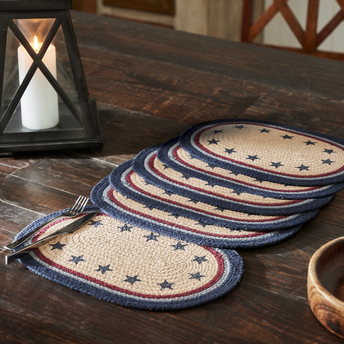 My Country Oval Placemat Stencil Stars Set of 6