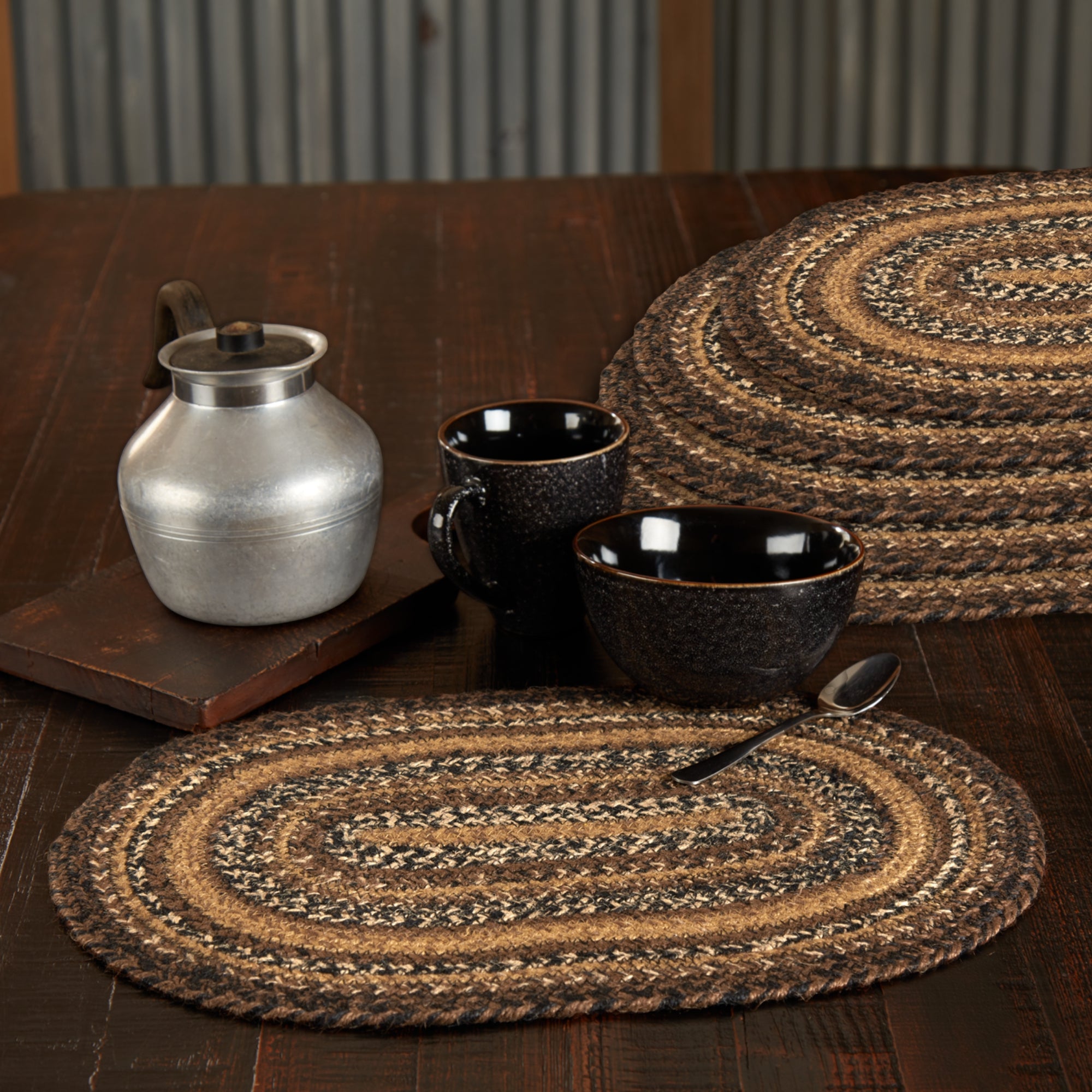 Espresso Jute Oval Placemat Set of 6 12x18